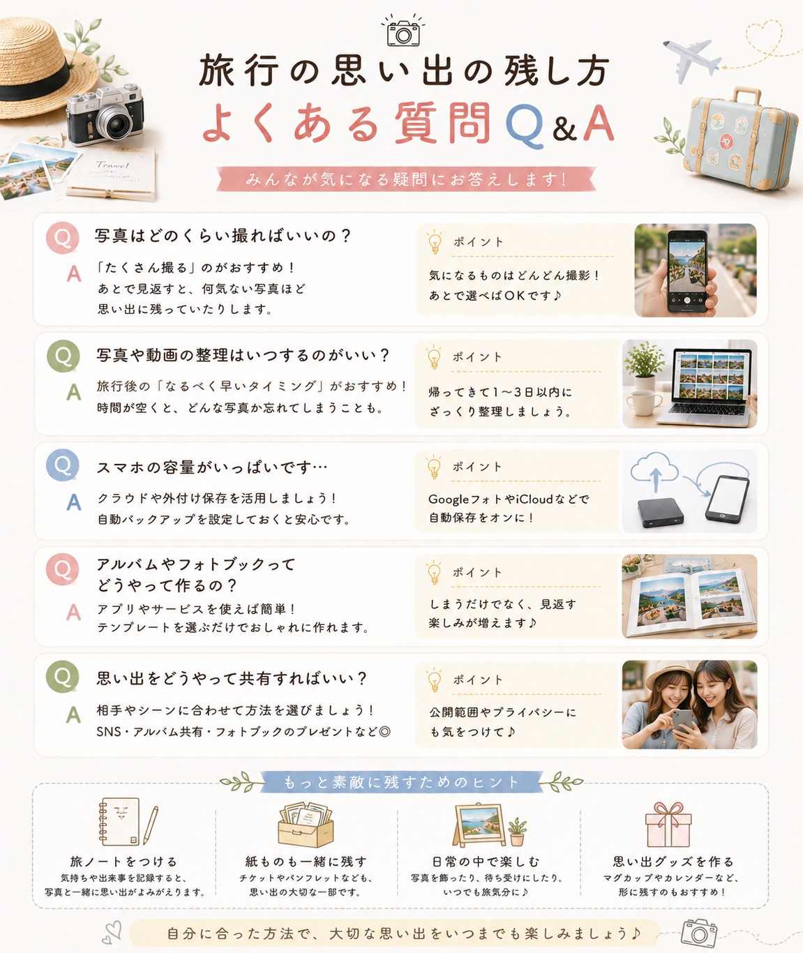旅行の思い出の残し方に関するよくある質問