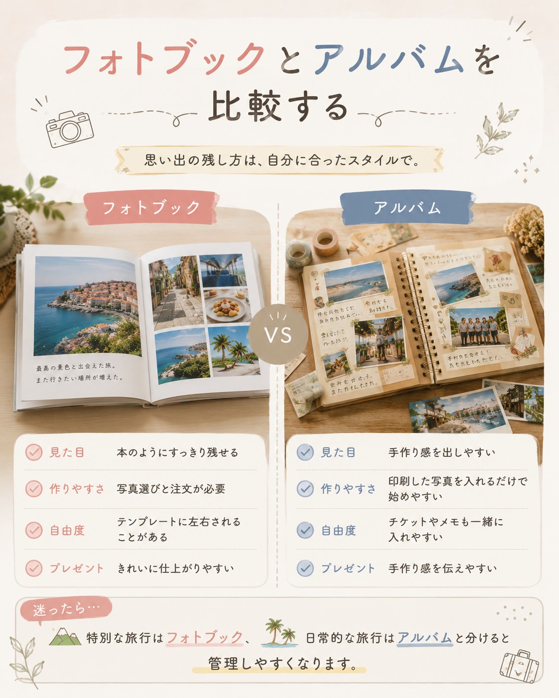 フォトブックとアルバムを比較する