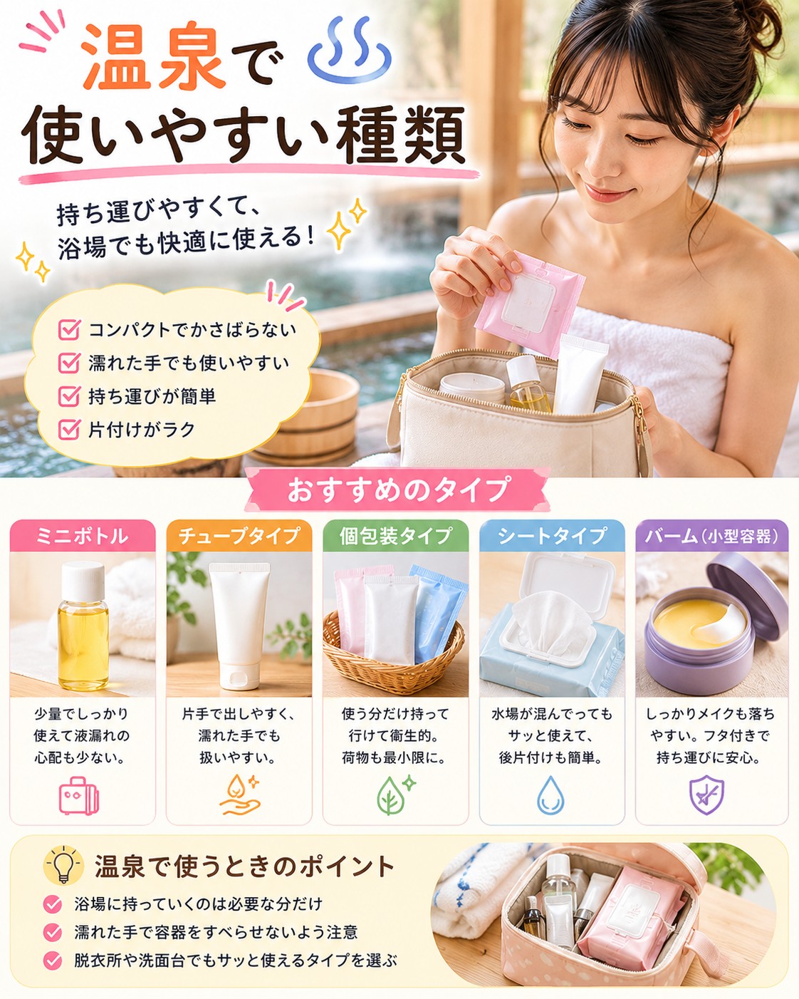 温泉で使いやすい種類