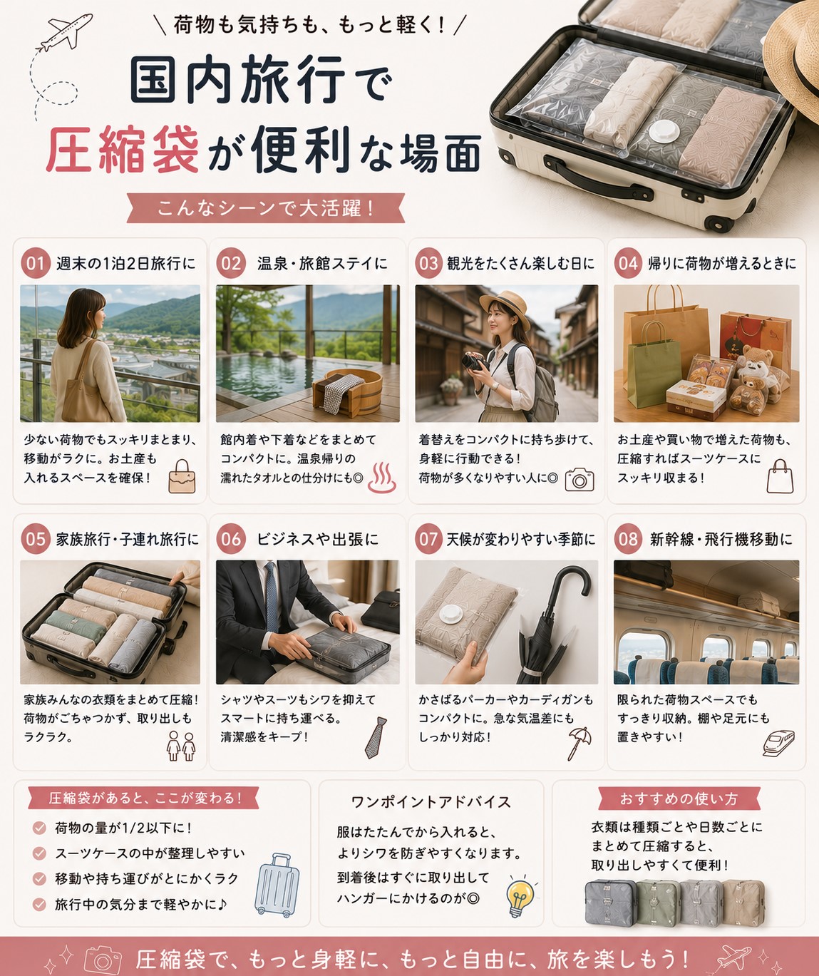 国内旅行で便利な場面