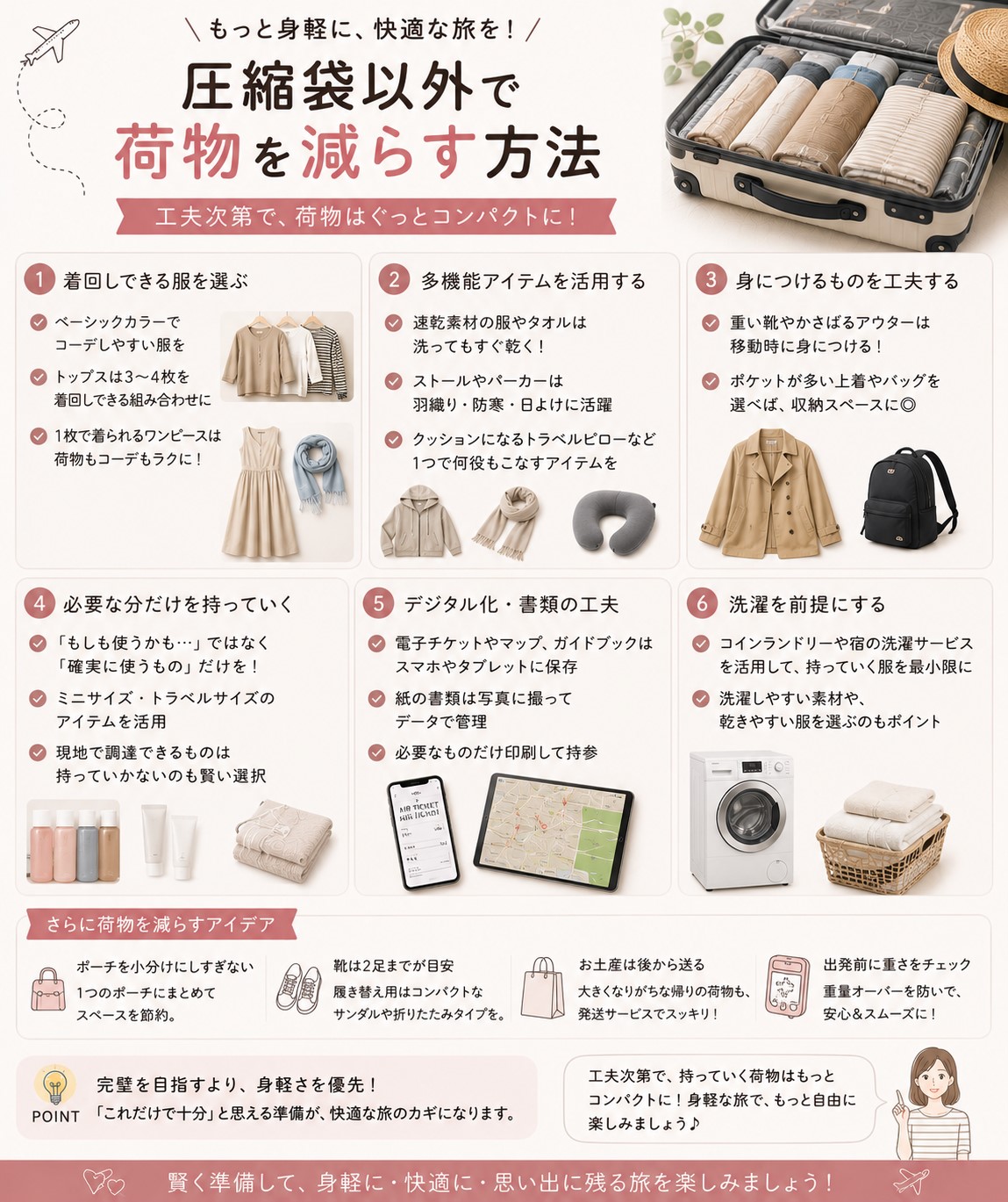 圧縮袋以外で荷物を減らす方法