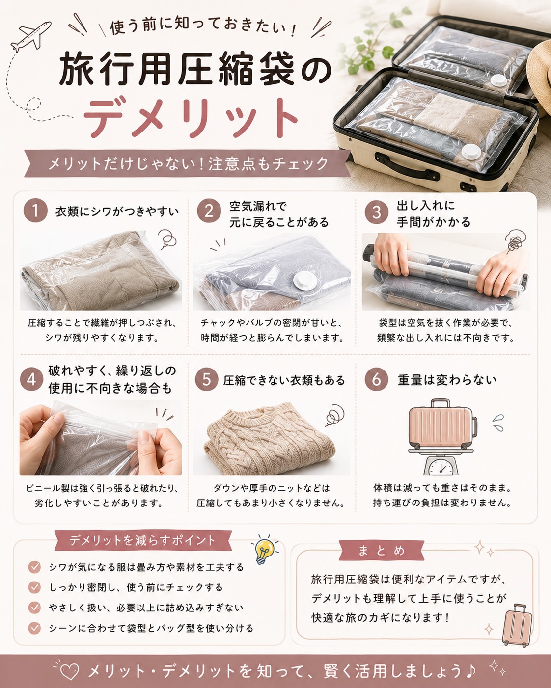旅行用圧縮袋のデメリット