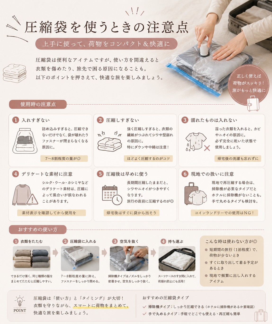圧縮袋を使う注意点