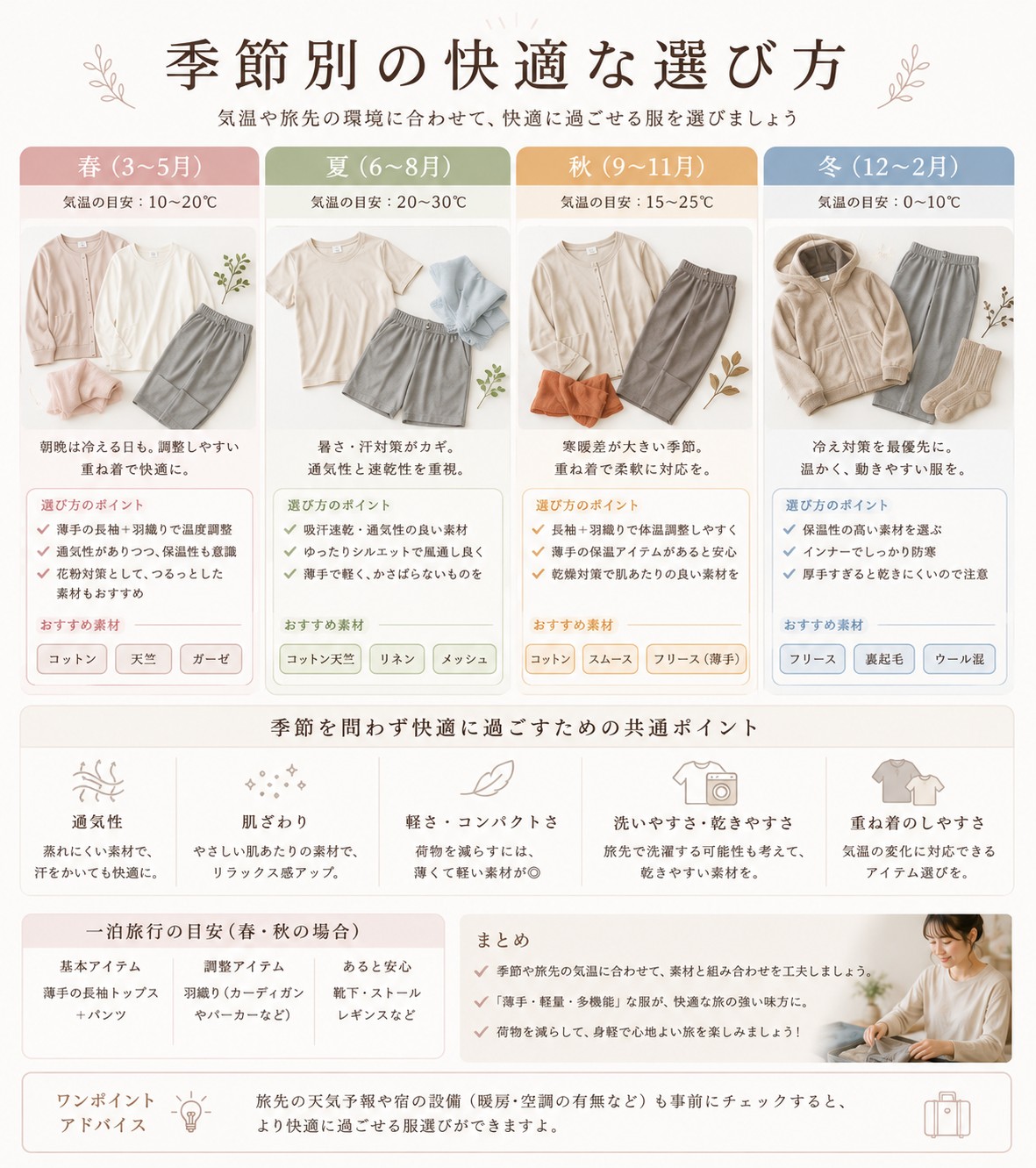 季節別の快適な選び方