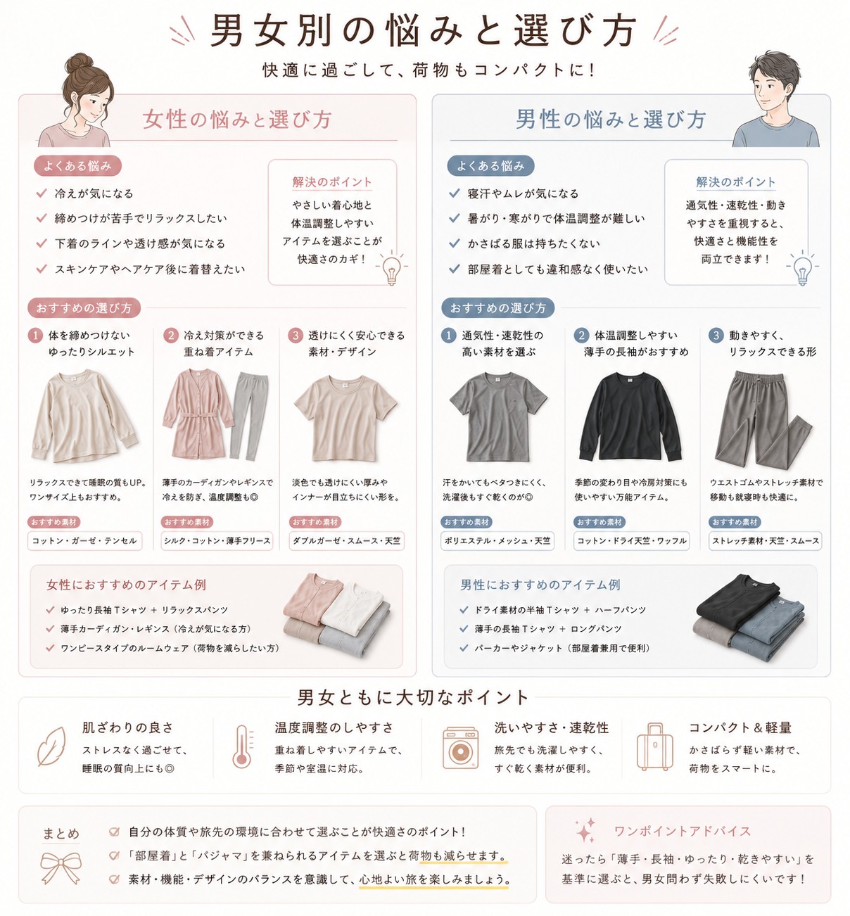 男女別の悩みと選び方