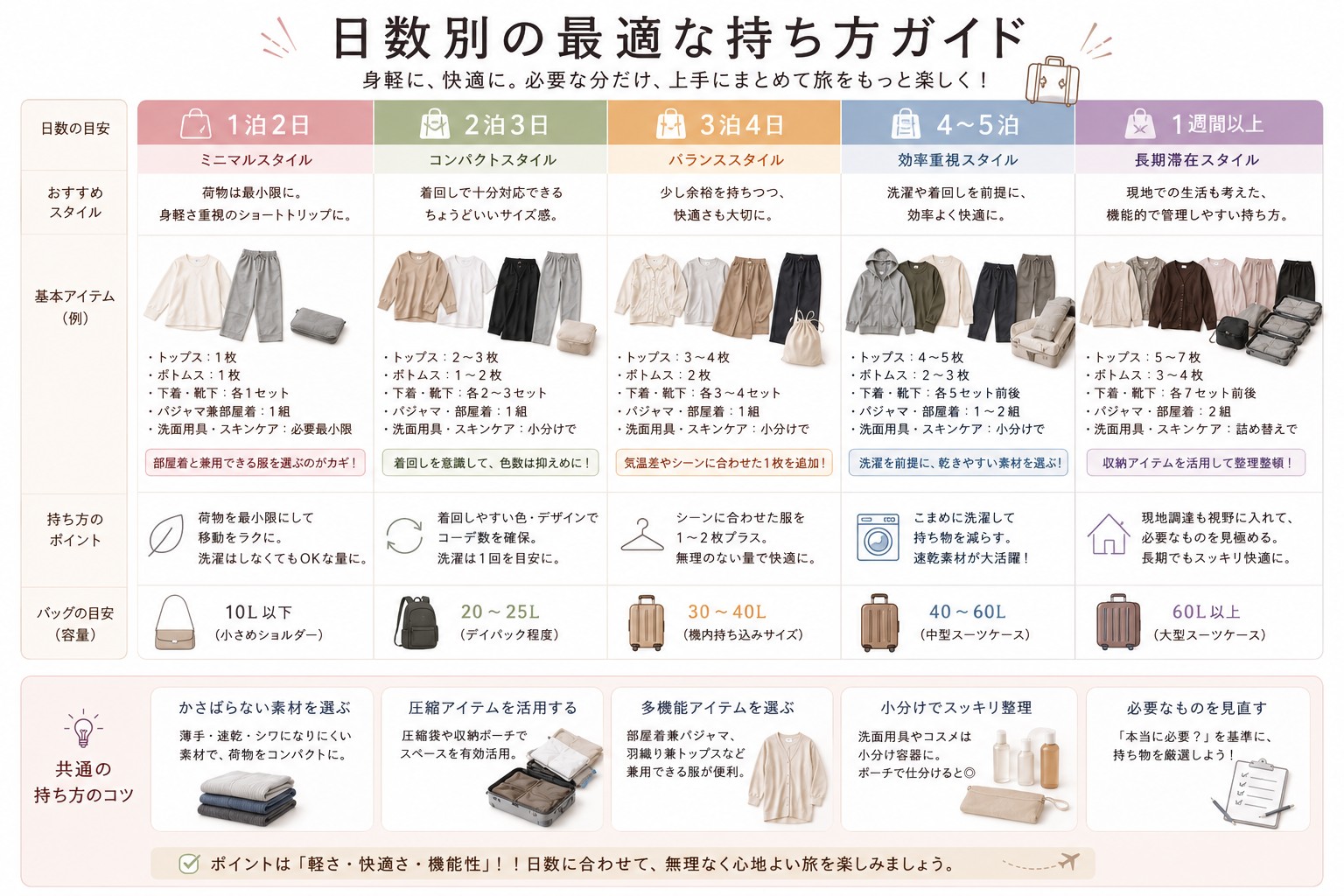 日数別の最適な持ち方