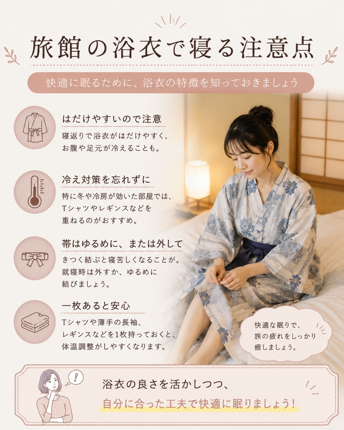 旅館の浴衣で寝る注意点