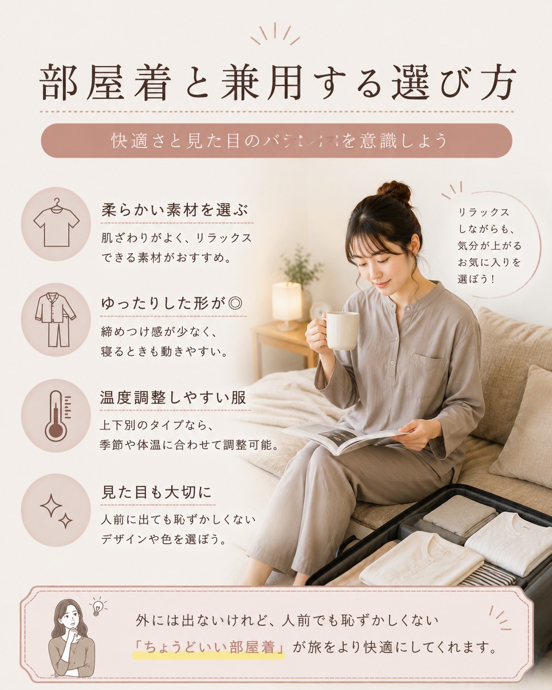 部屋着と兼用する選び方