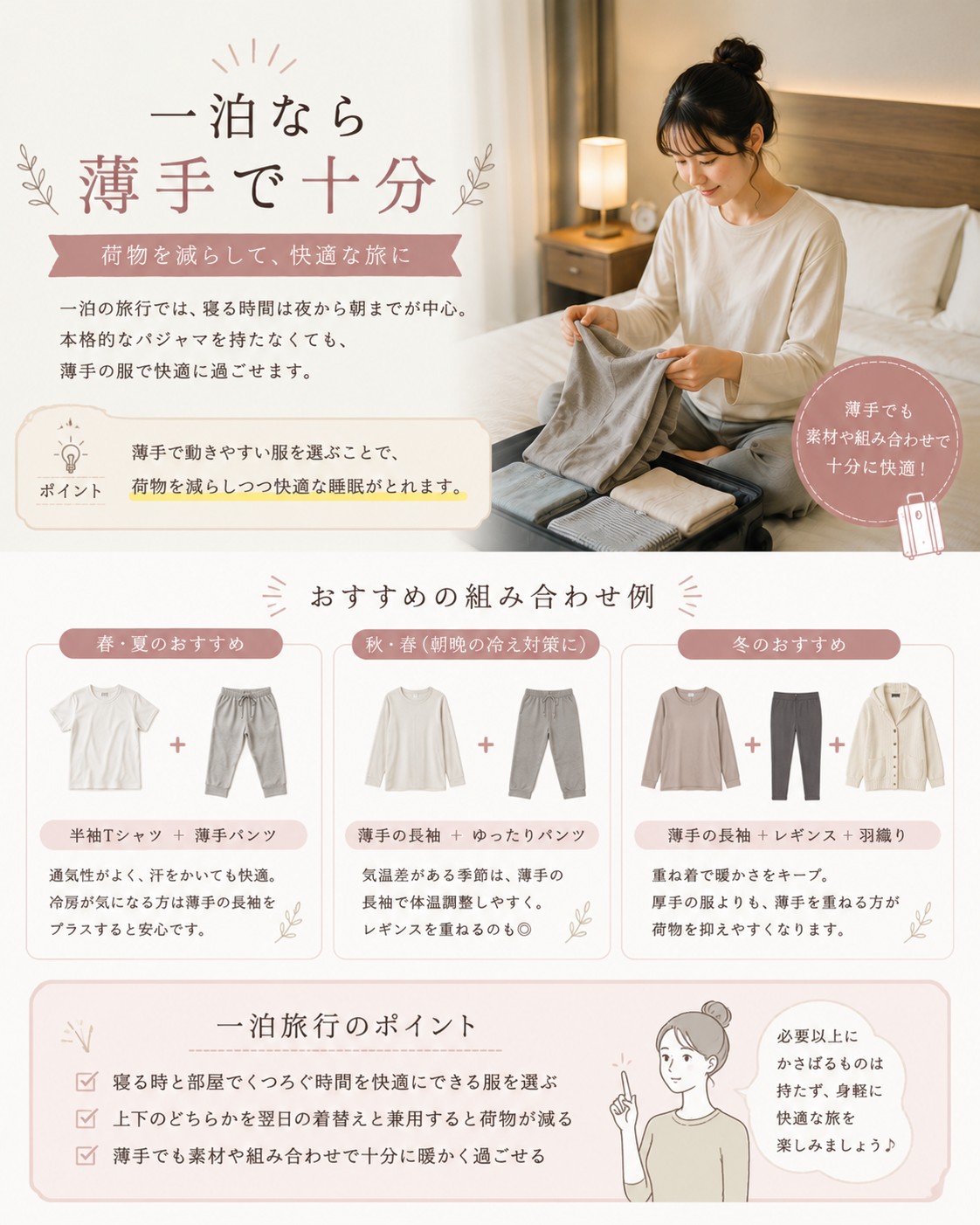 一泊なら薄手で十分