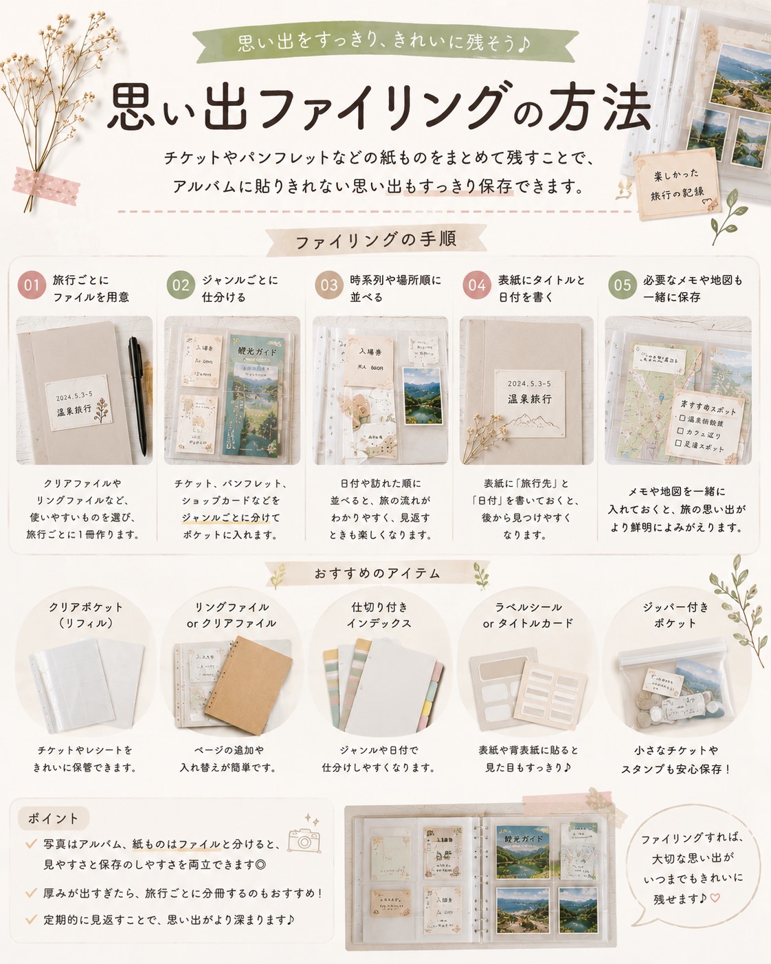 思い出ファイリングの方法