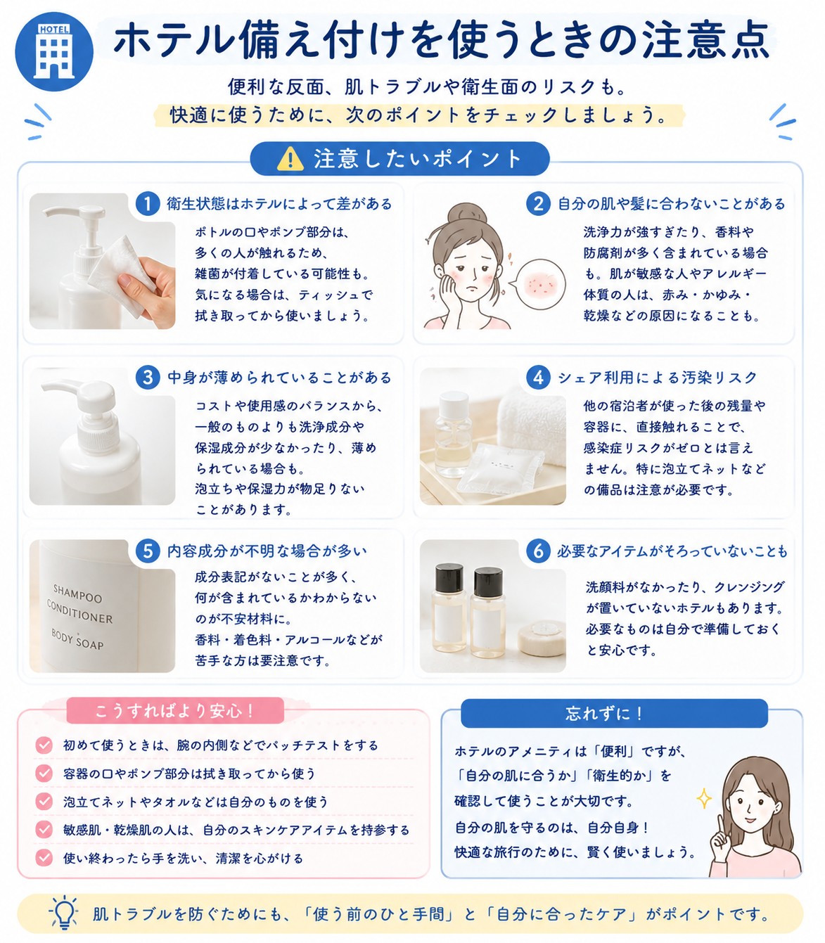 ホテル備え付けを使う注意点
