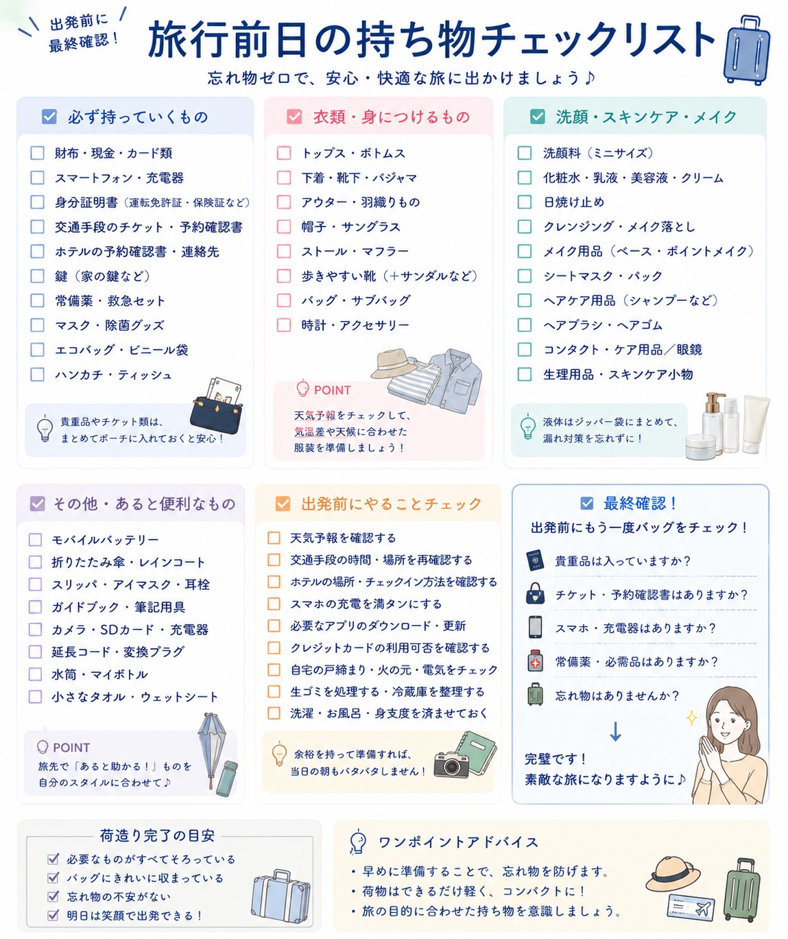 旅行前日の持ち物チェックリスト