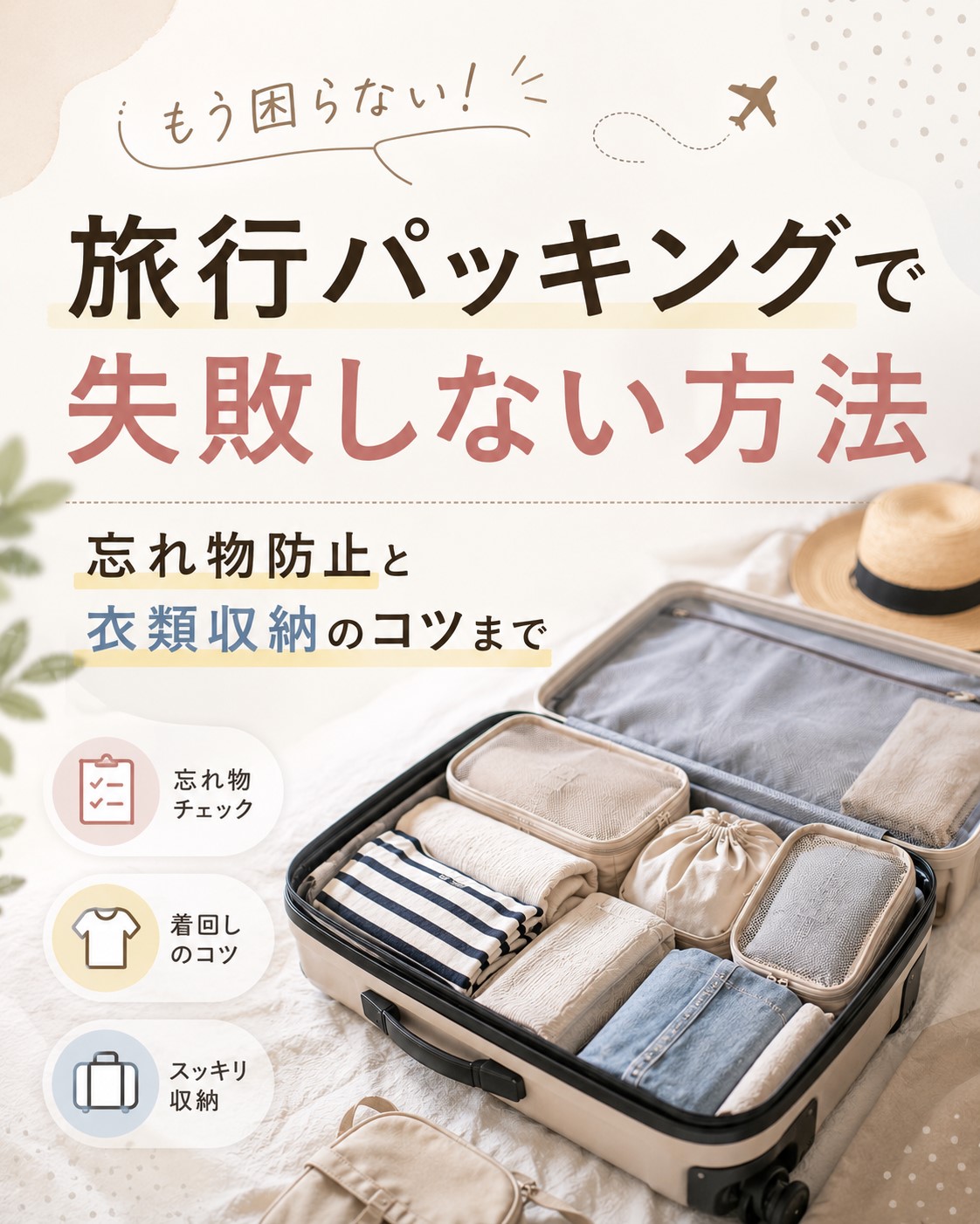 旅行パッキングで失敗しない方法｜忘れ物防止と衣類収納のコツまで