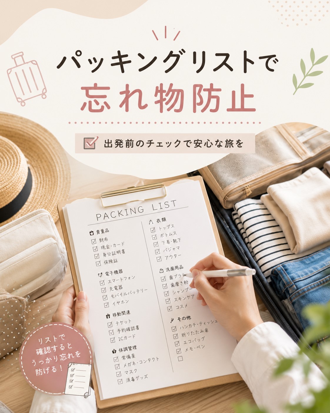 パッキングリストで忘れ物防止