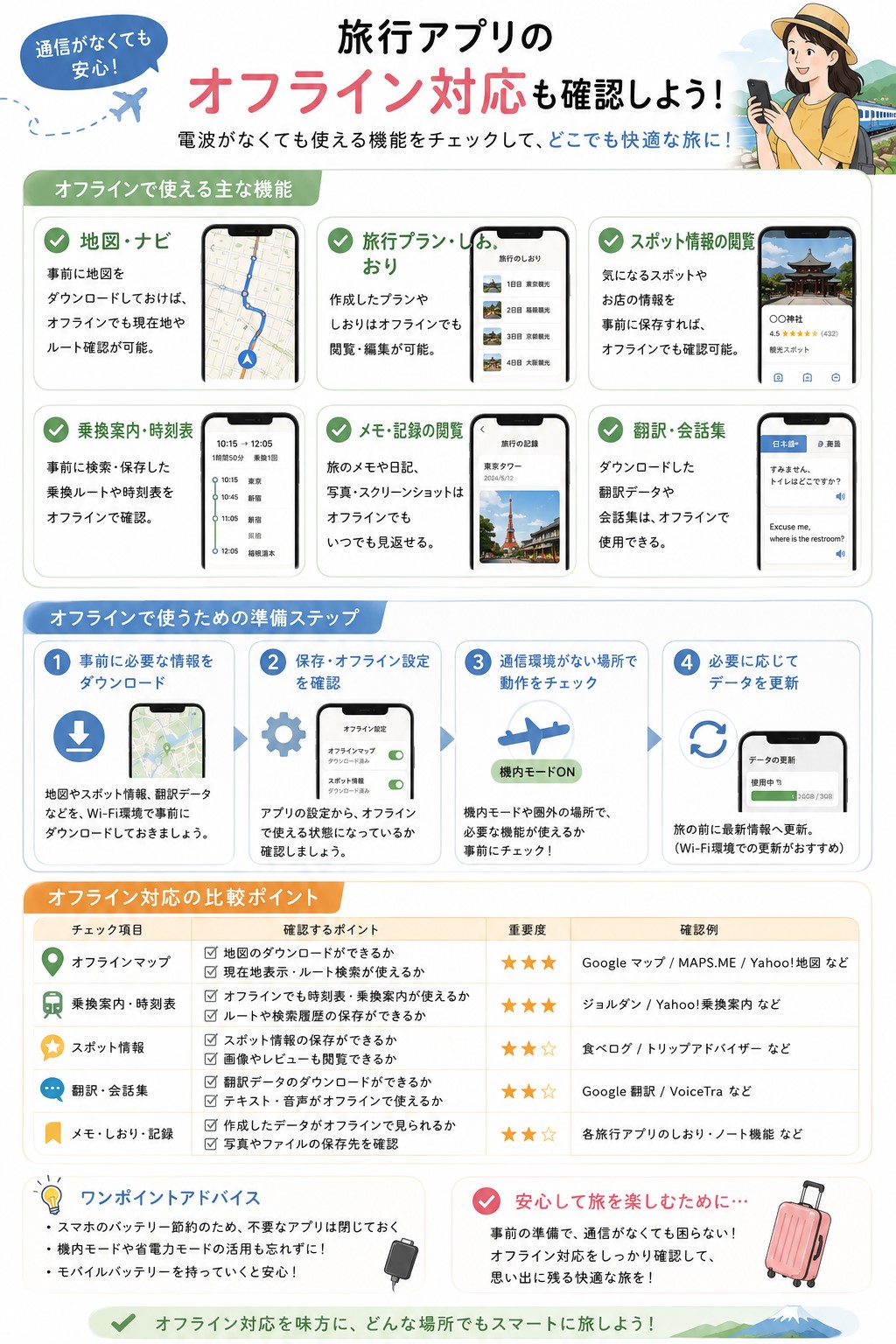 オフライン対応も確認する