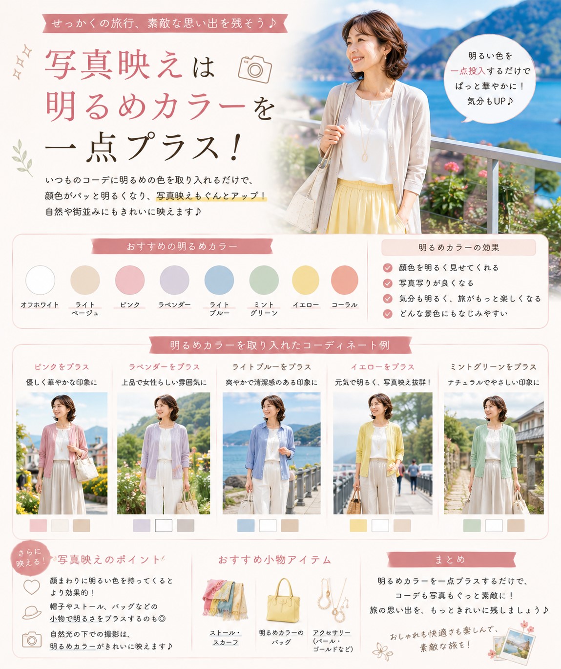 写真映えは明るめ色を足す
