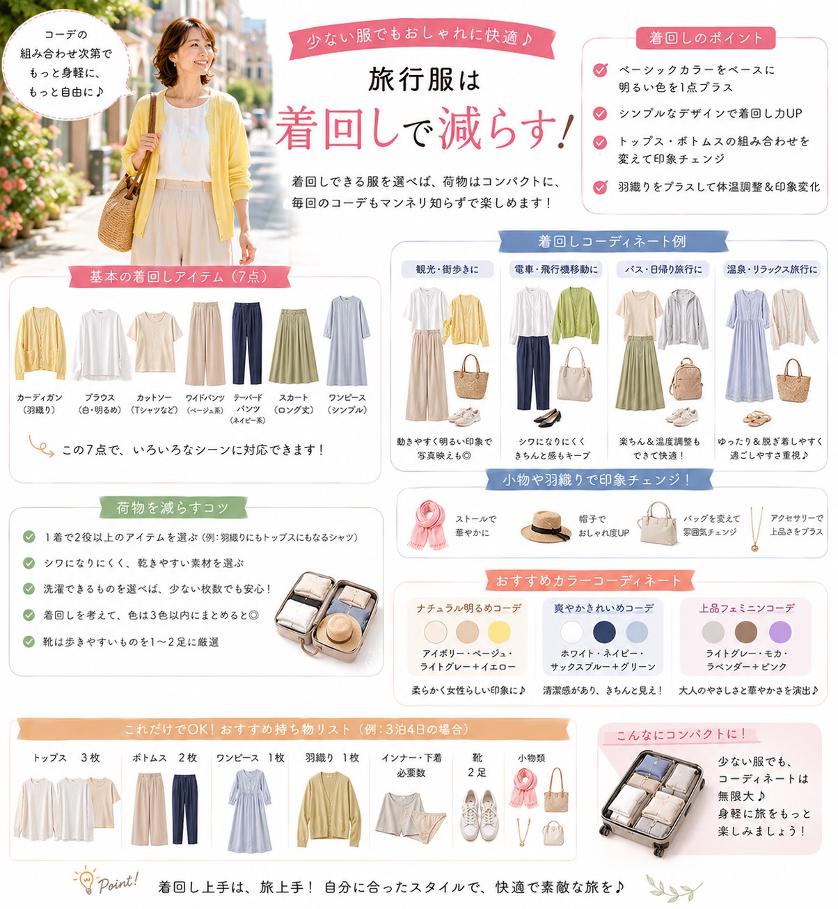 旅行服は着回しで減らす