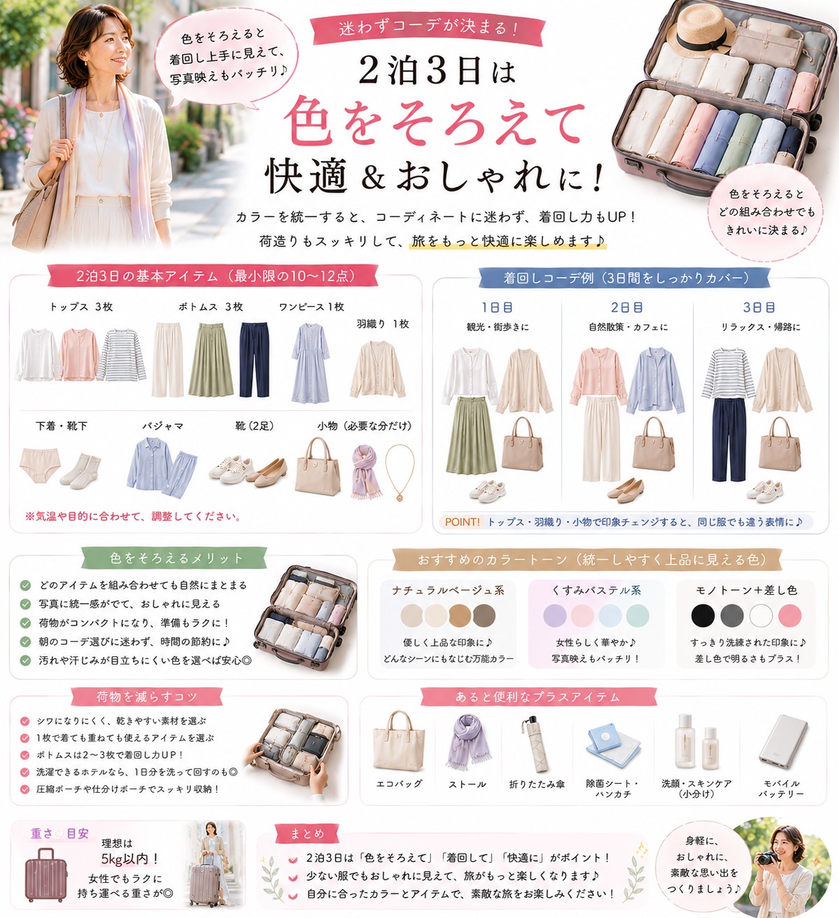 2泊3日は色をそろえる