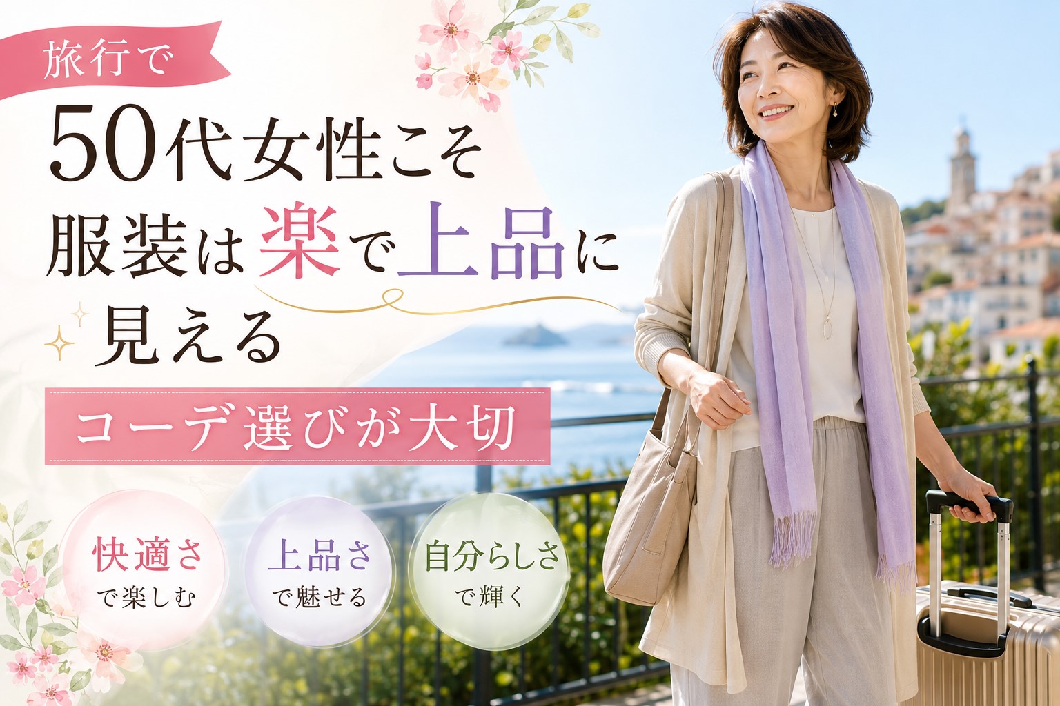 旅行で50代女性こそ服装は楽で上品に見えるコーデ選びが大切