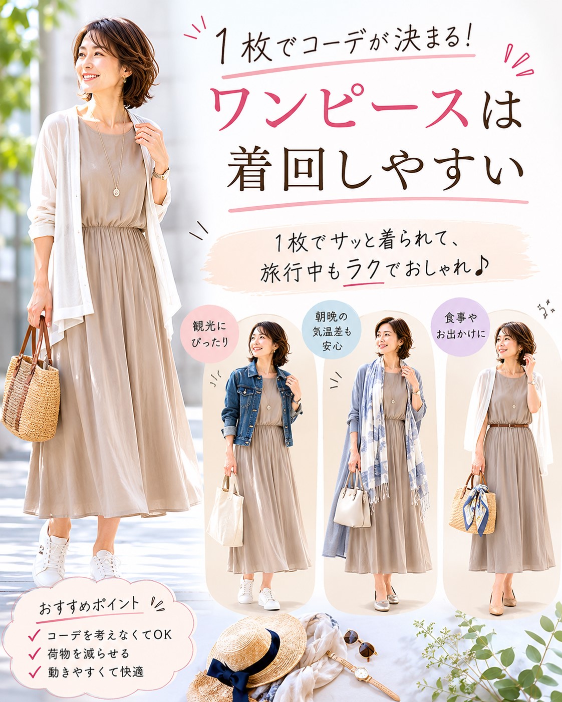 ワンピースは着回しやすい