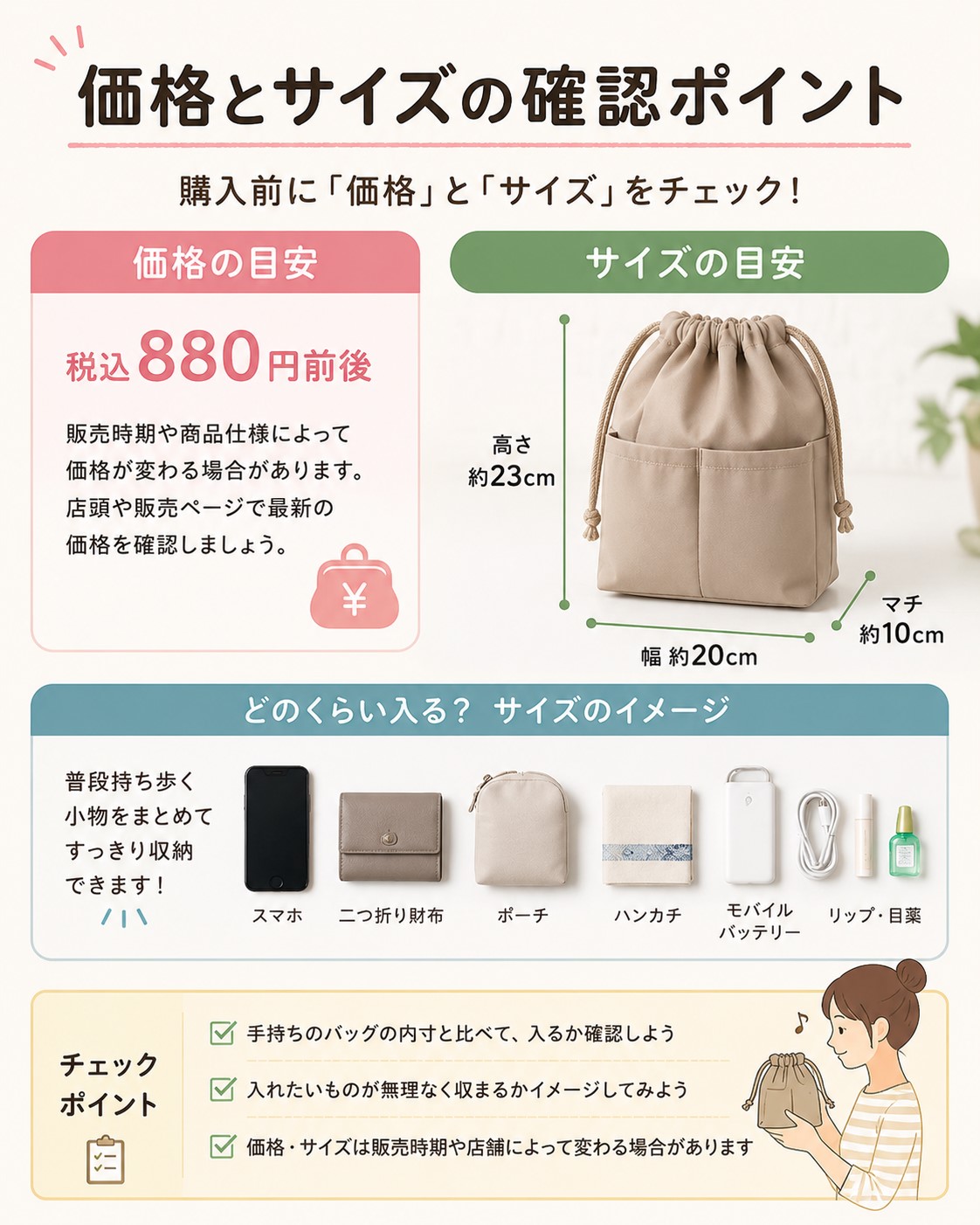 価格とサイズの確認ポイント