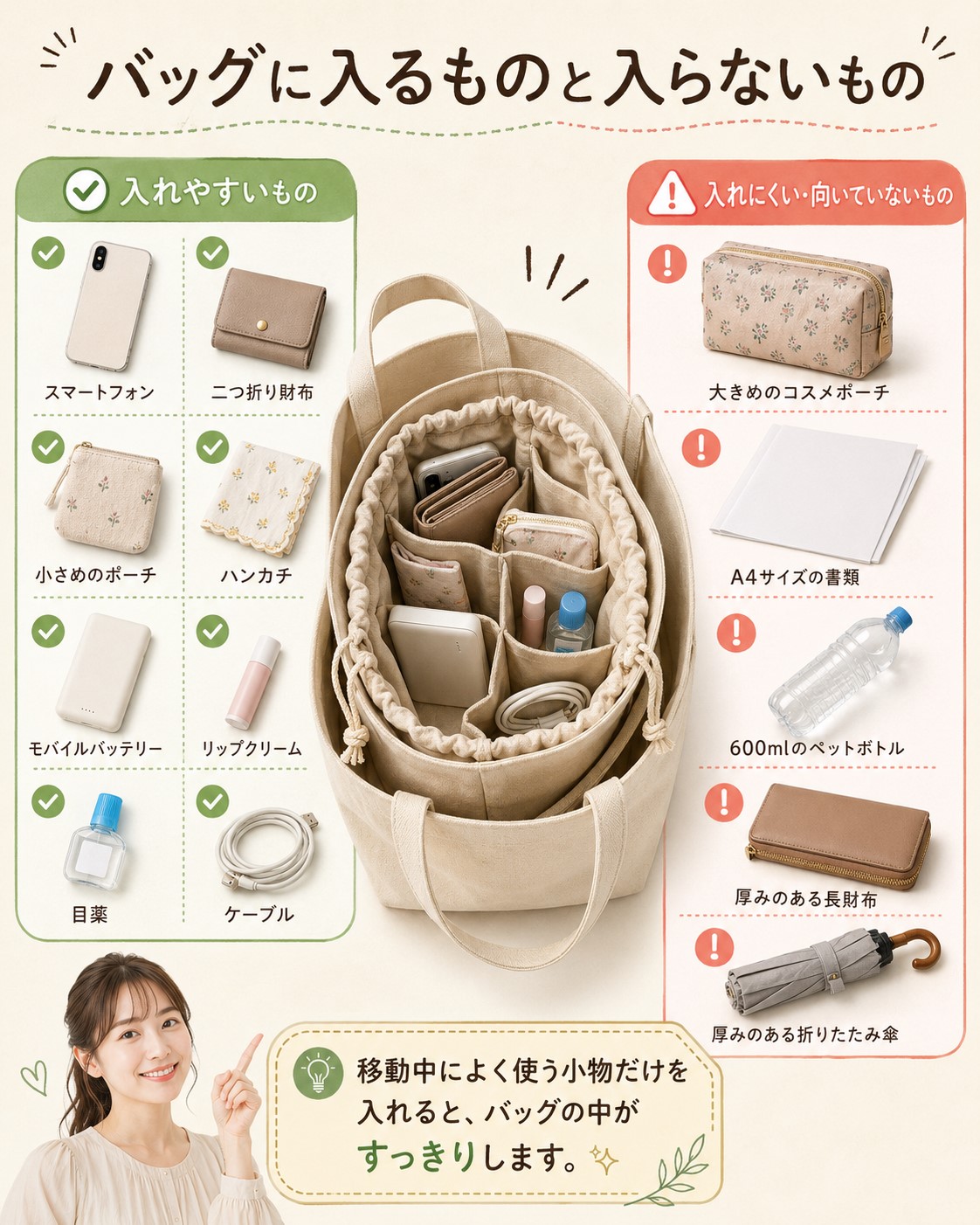 バッグに入るものと入らないもの