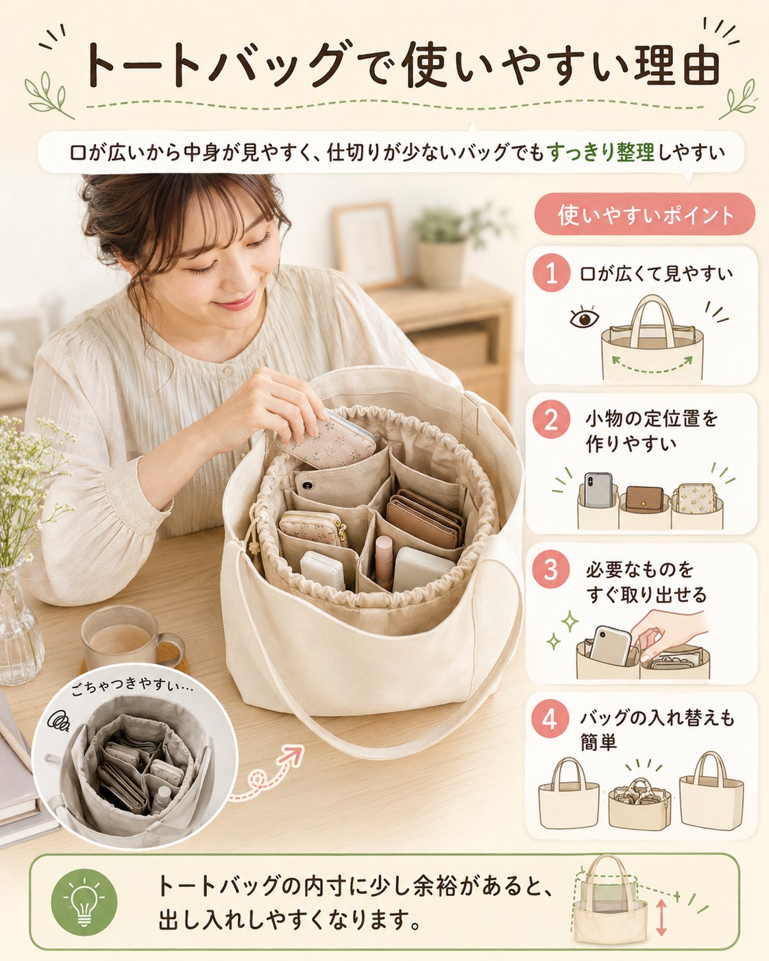 トートバッグで使いやすい理由