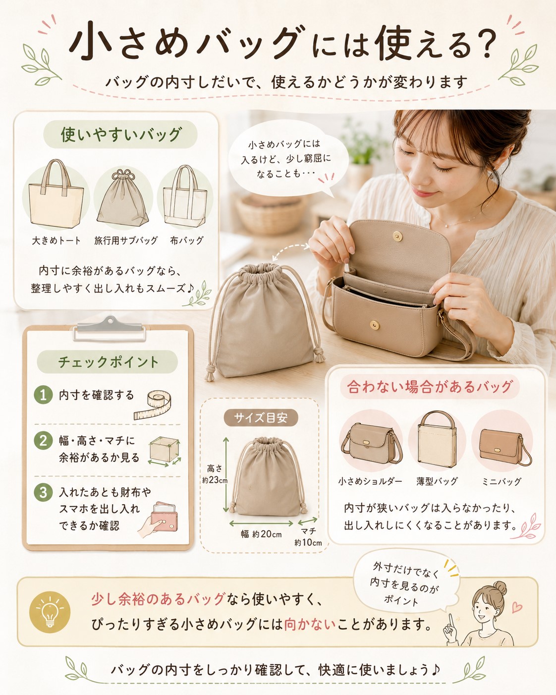 小さめバッグには使える?