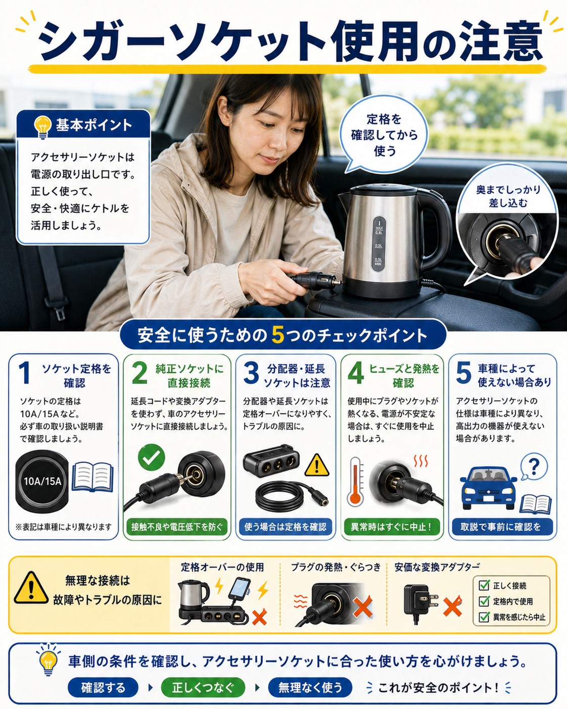 シガーソケット使用の注意