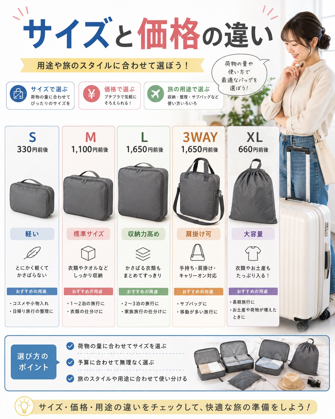 サイズと価格の違い
