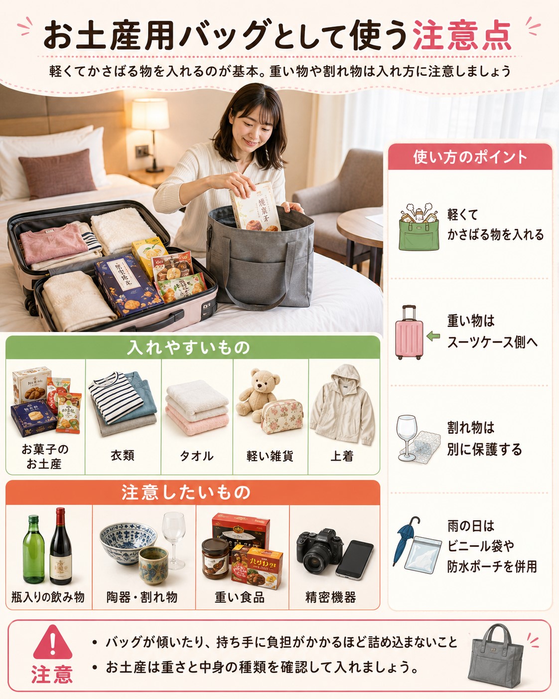 お土産用バッグとして使う注意点