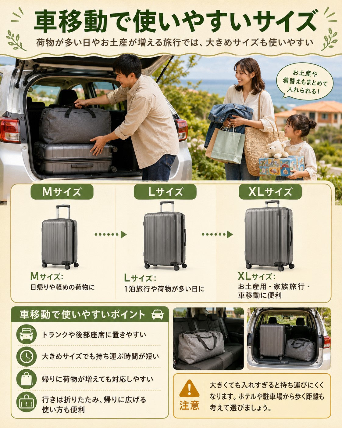 車移動で使いやすいサイズ
