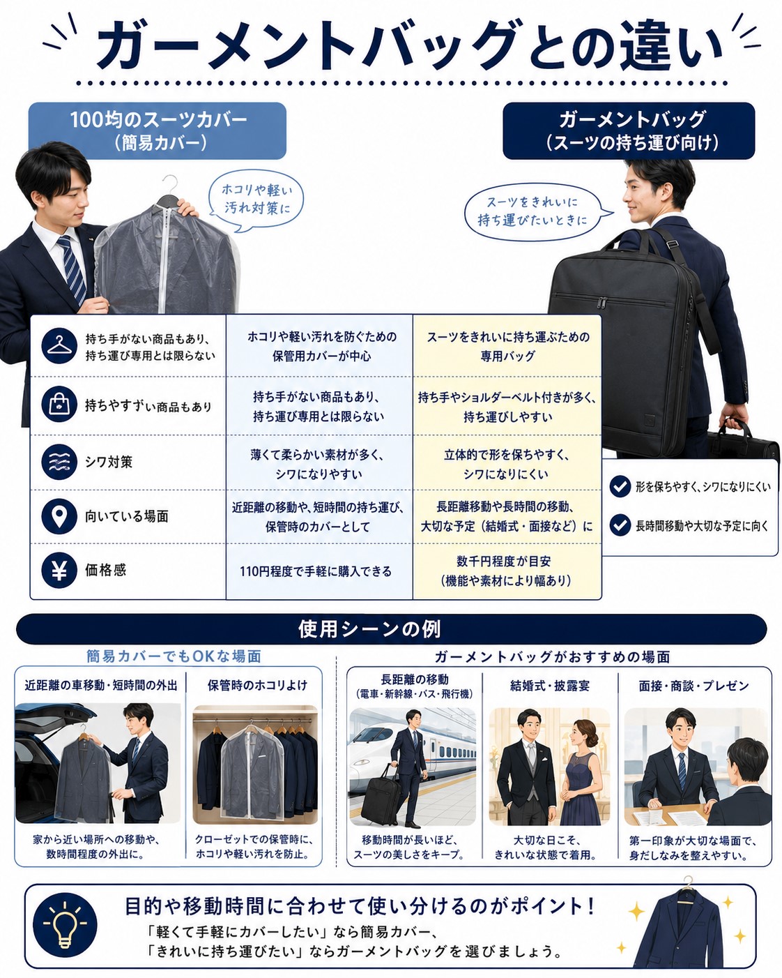 ガーメントバッグとの違い