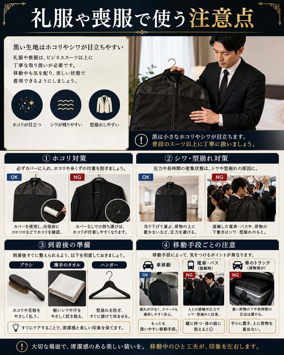 礼服や喪服で使う注意点