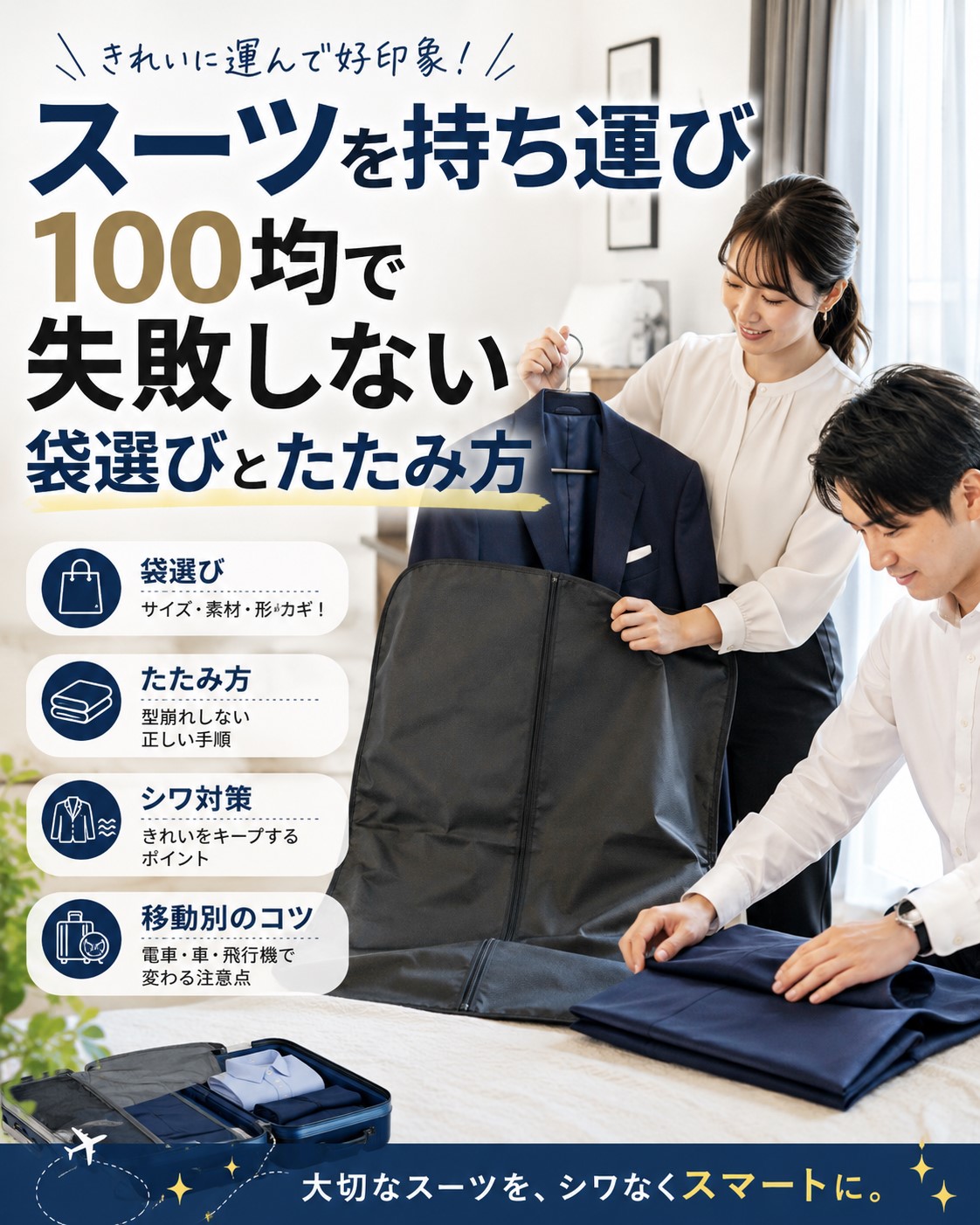 スーツを持ち運び100均で失敗しない袋選びとたたみ方