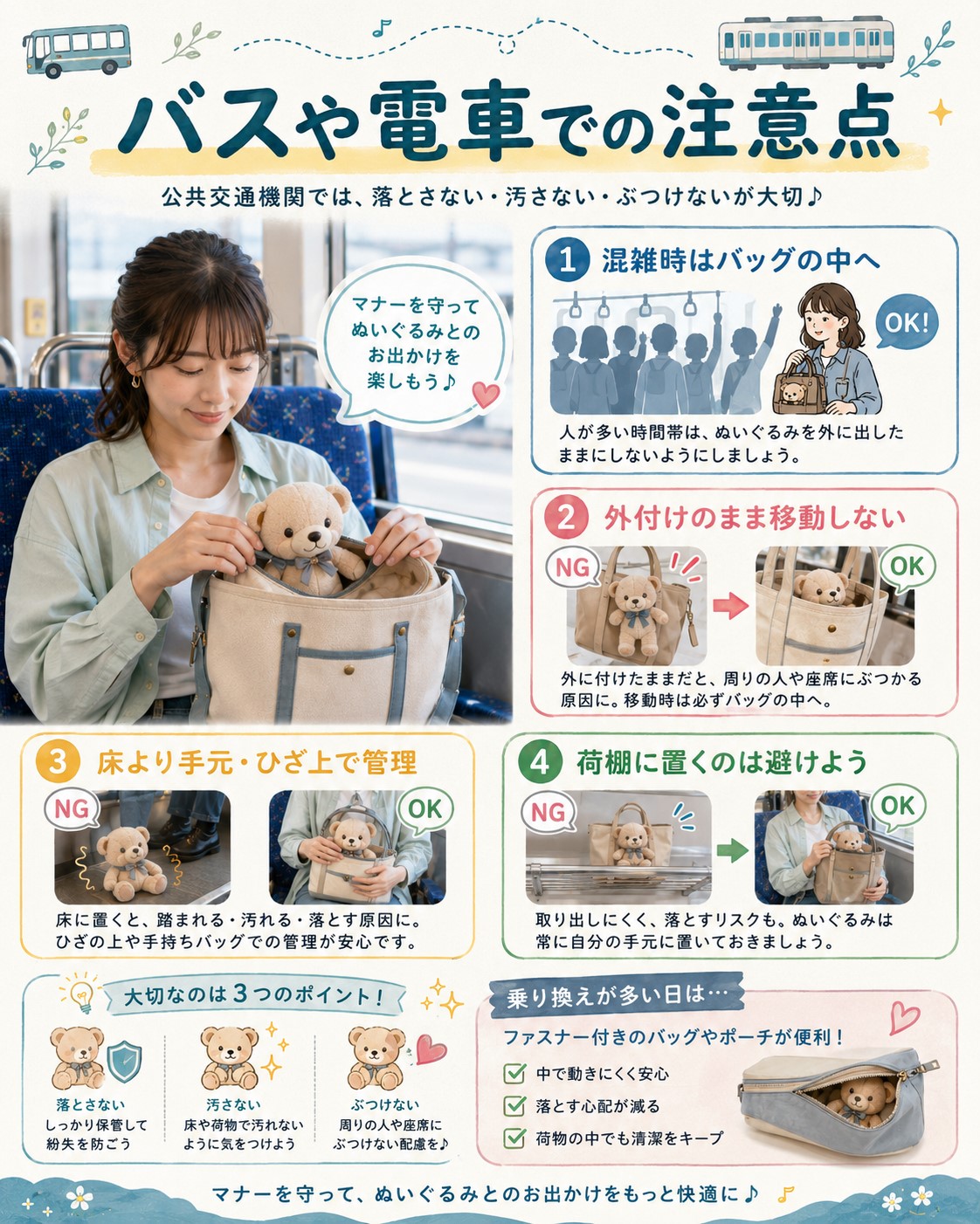 バスや電車での注意点