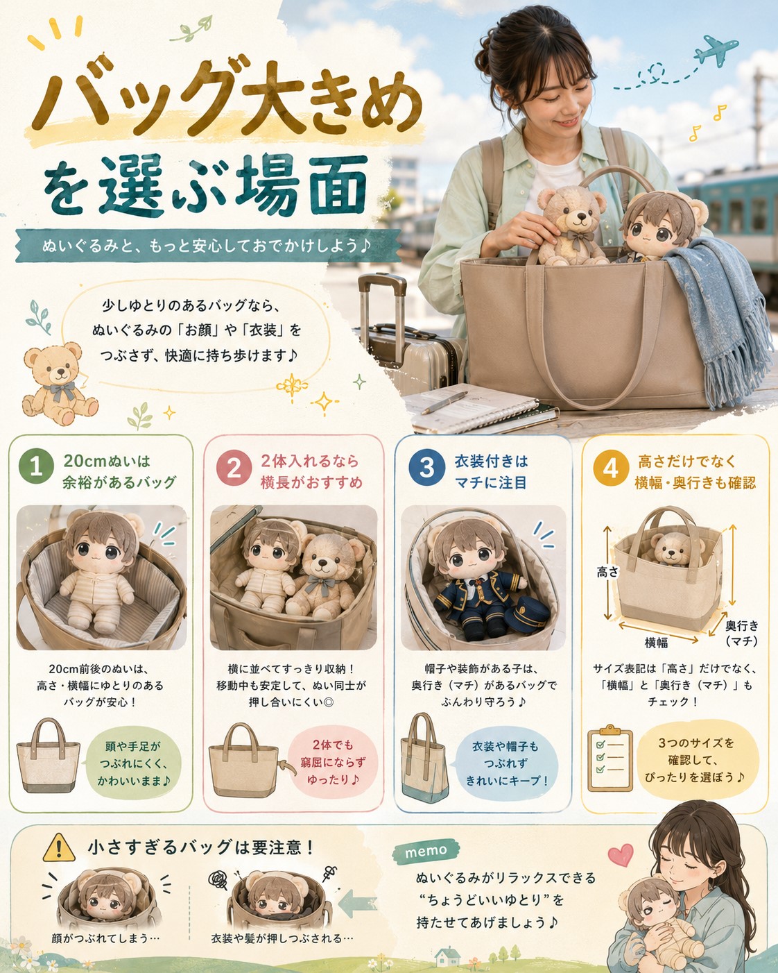 バッグ大きめを選ぶ場面