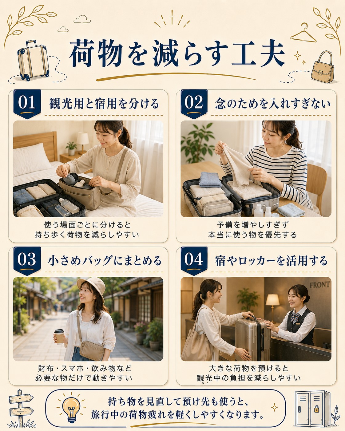 荷物を減らす工夫