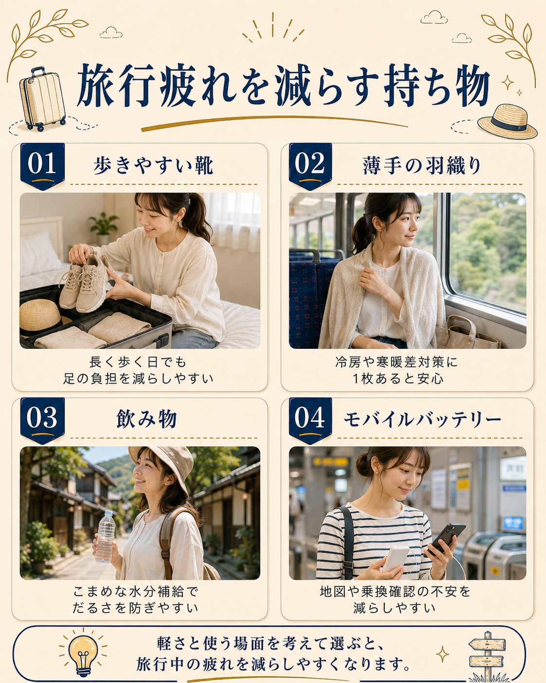 旅行疲れを減らす持ち物