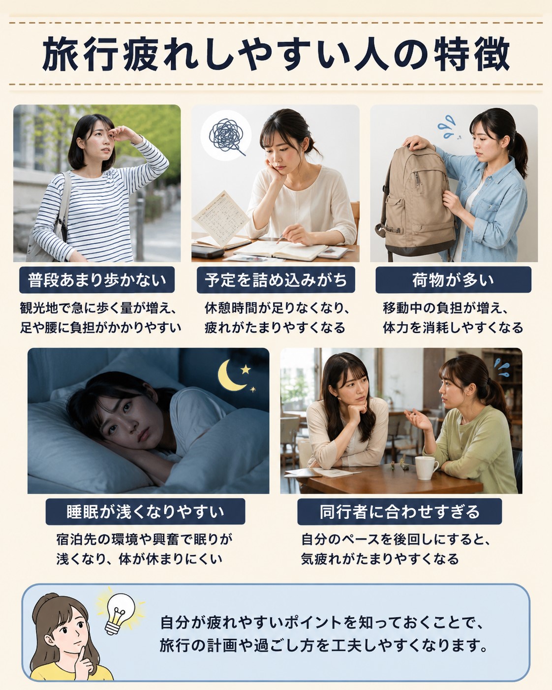 旅行疲れをしやすい人の特徴