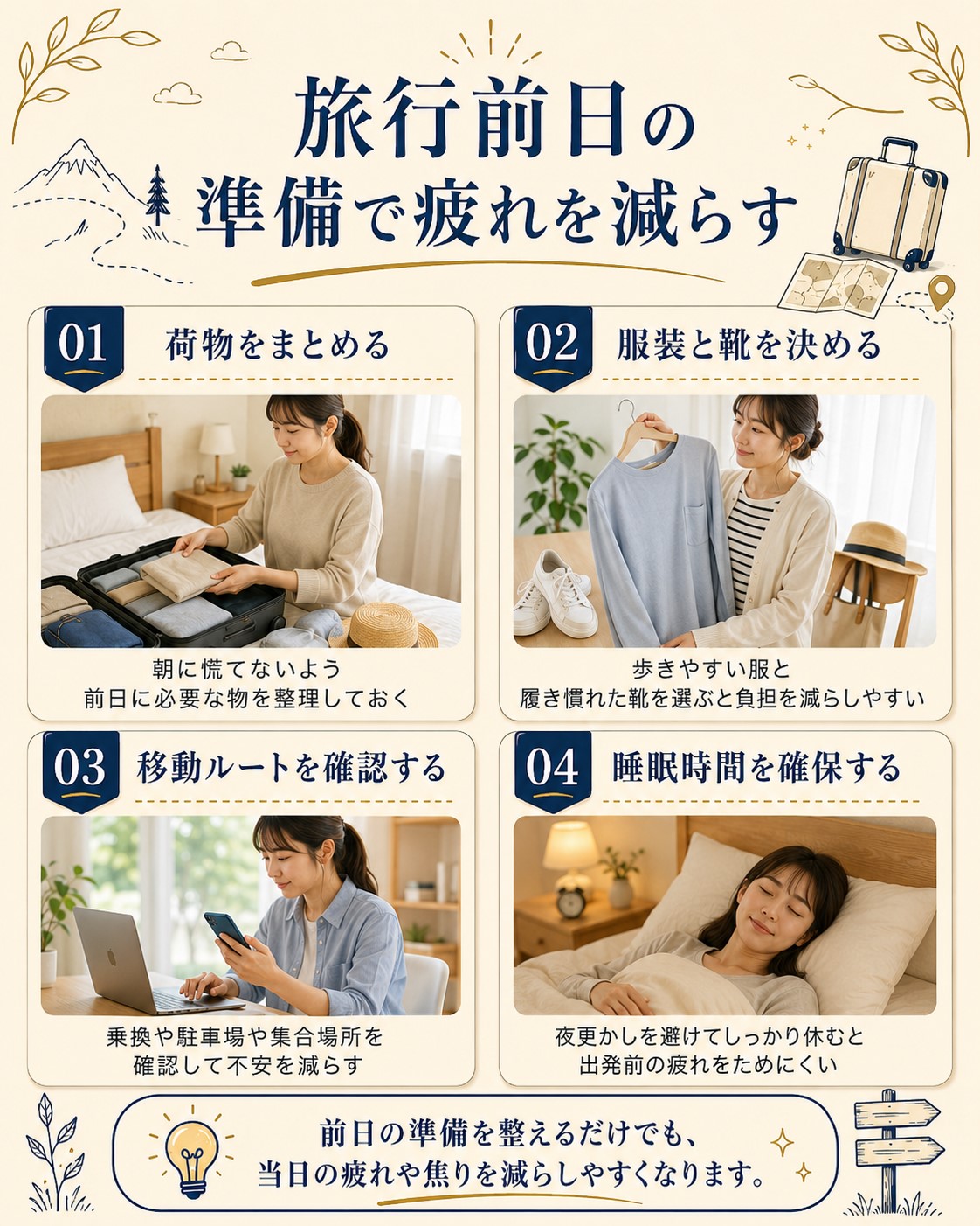 旅行前日の準備で疲れを減らす