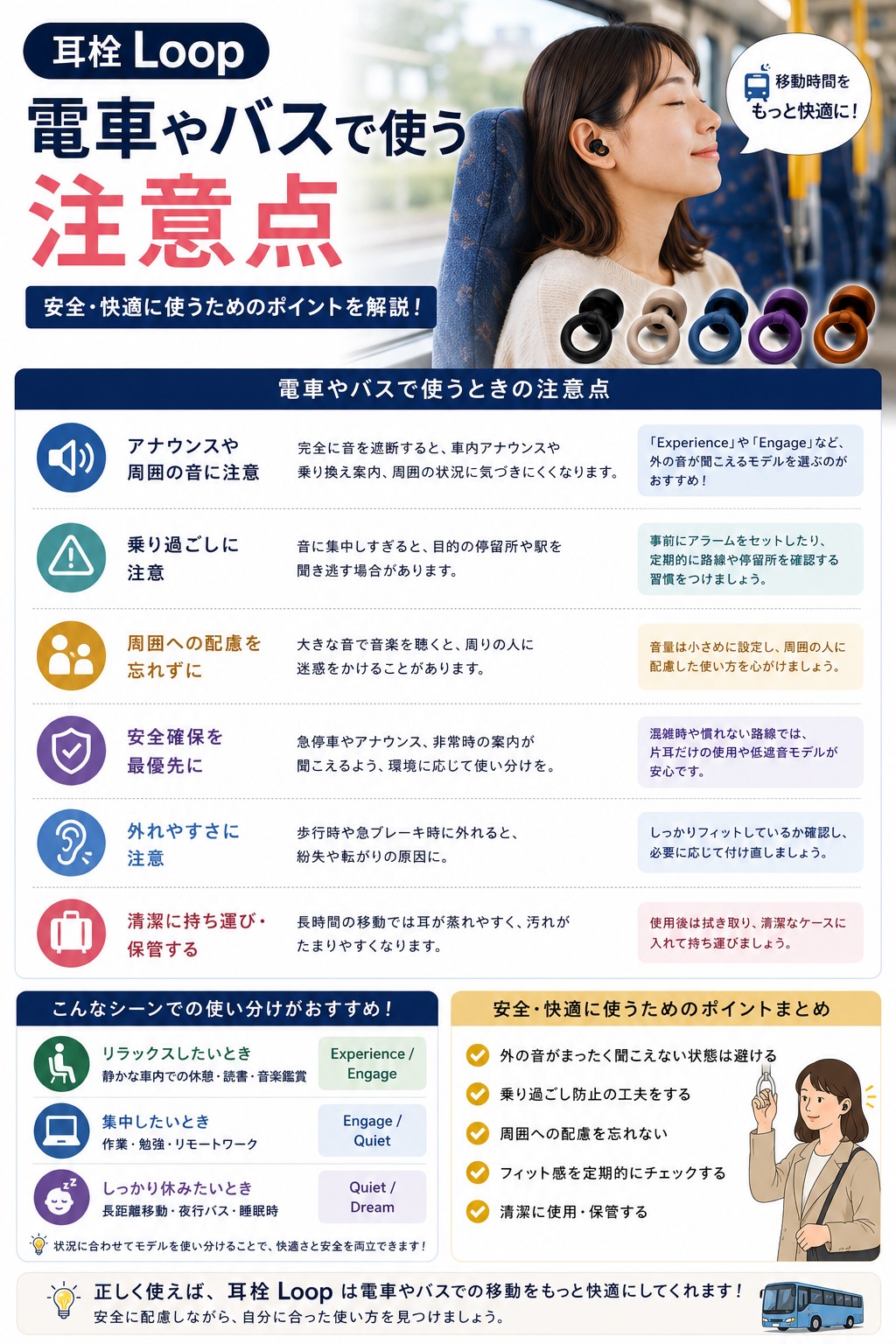 電車やバスで使う注意点