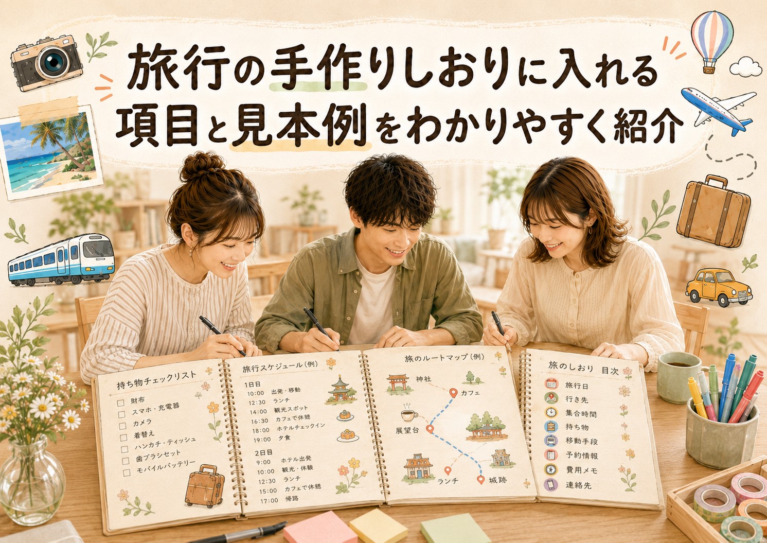 旅行の手作りしおりに入れる項目と見本例をわかりやすく紹介