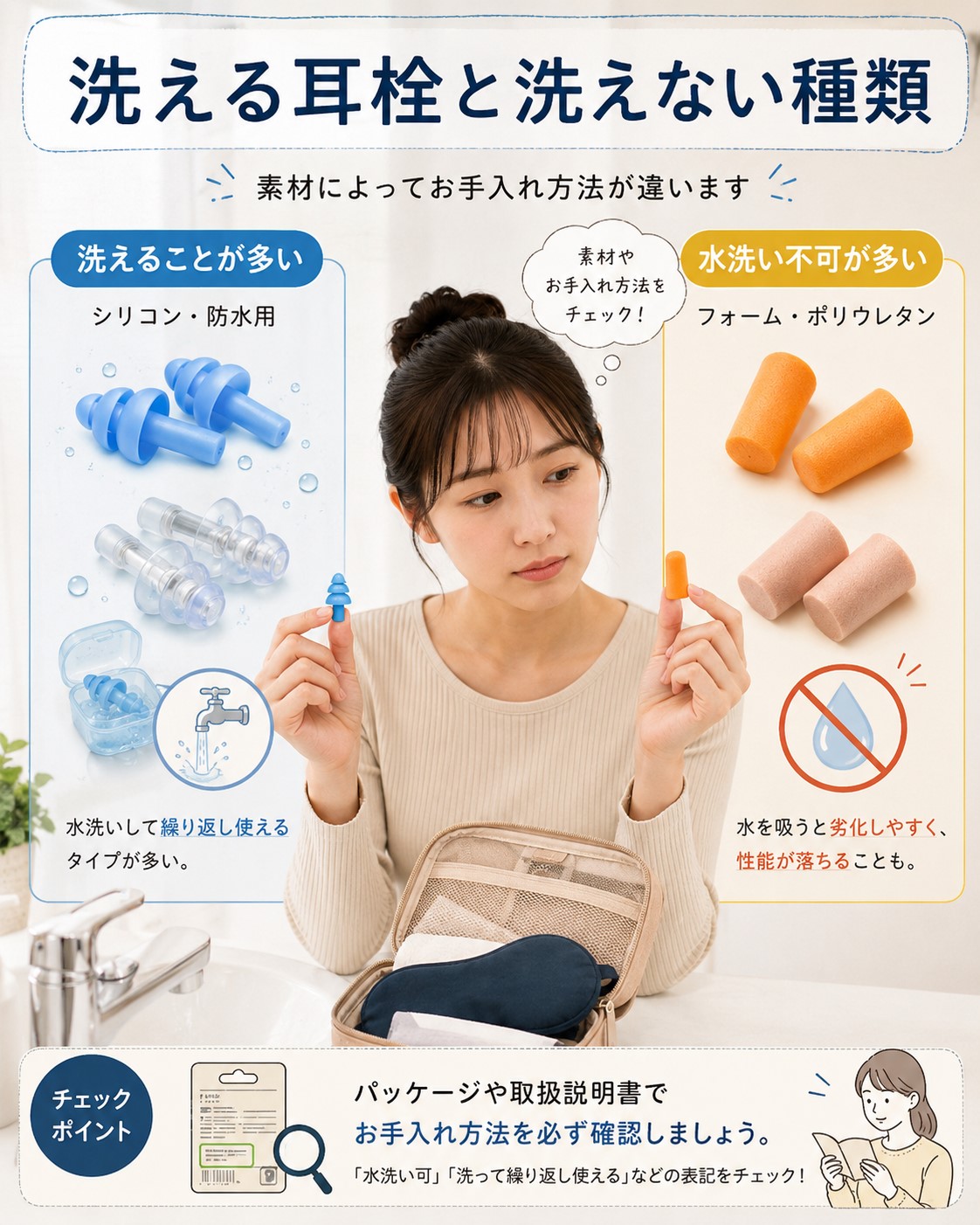 洗える耳栓と洗えない種類