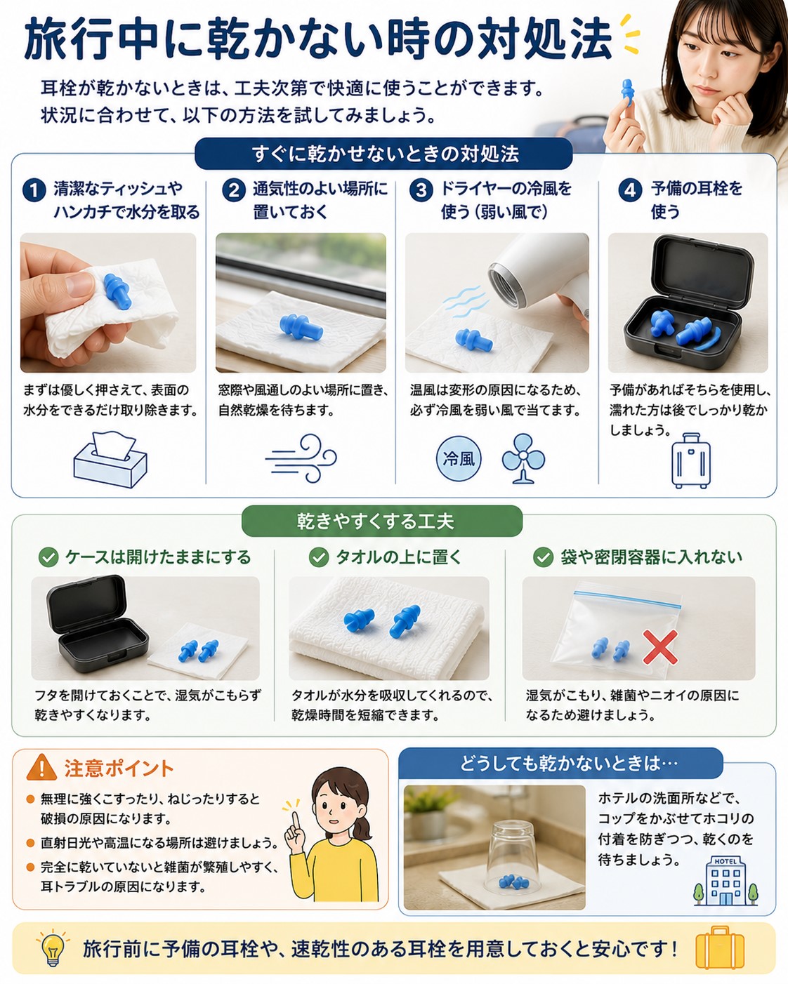 旅行中に乾かない時の対処法