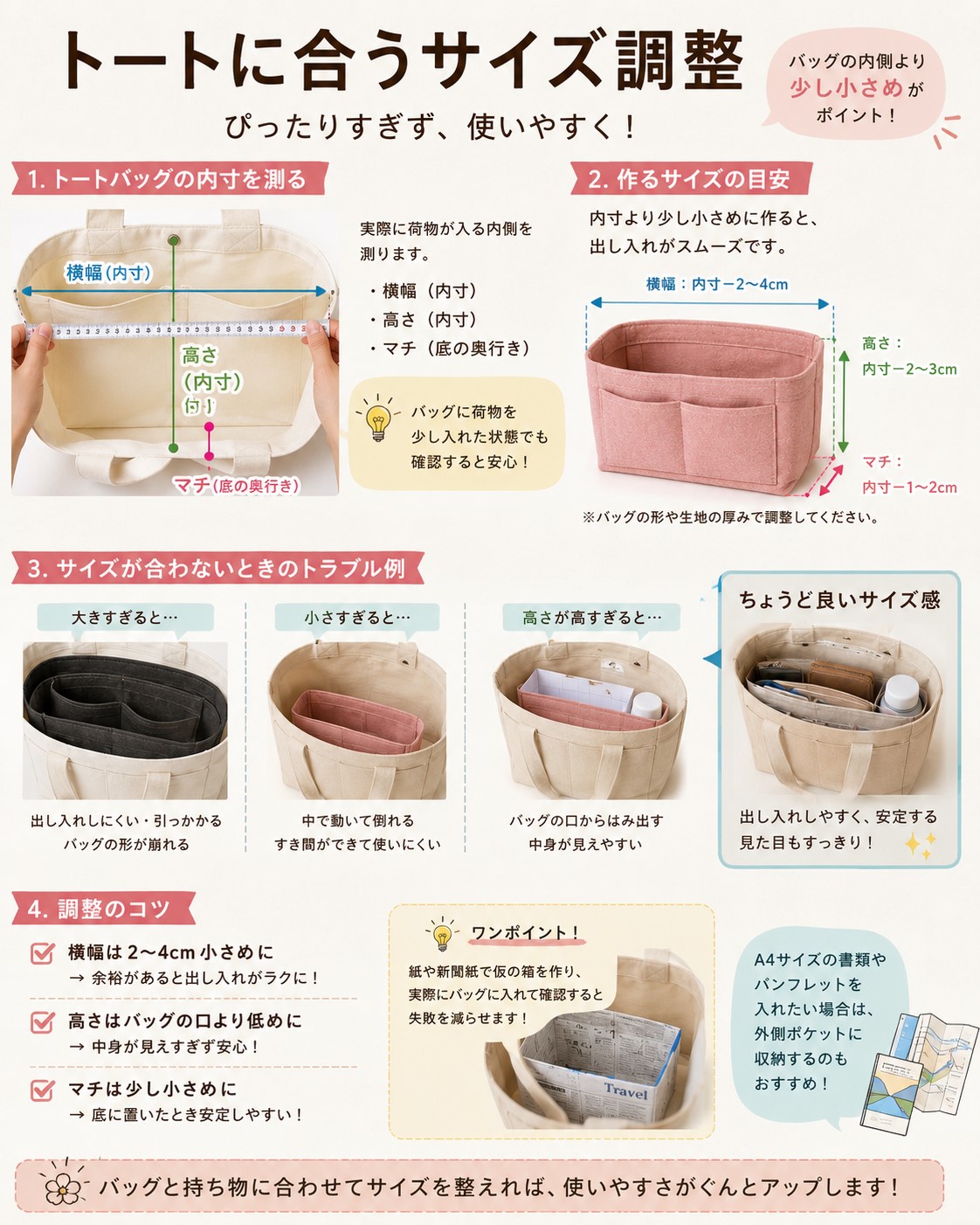 トートに合うサイズ調整