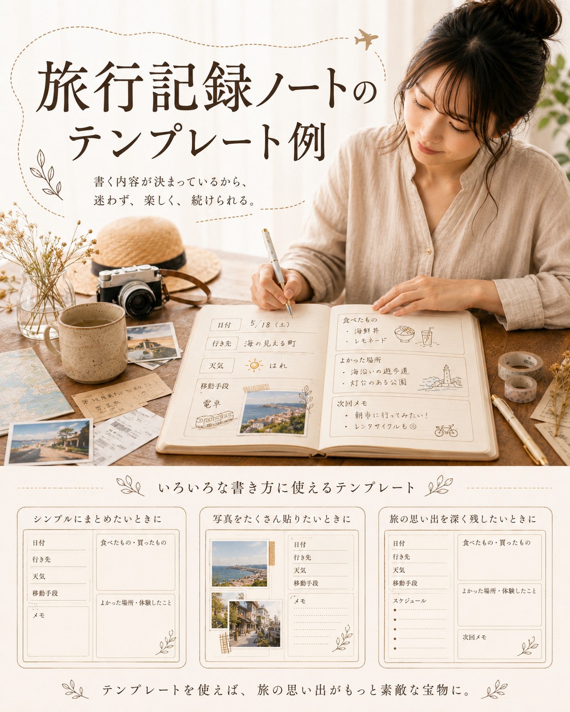旅行記録ノートのテンプレート例