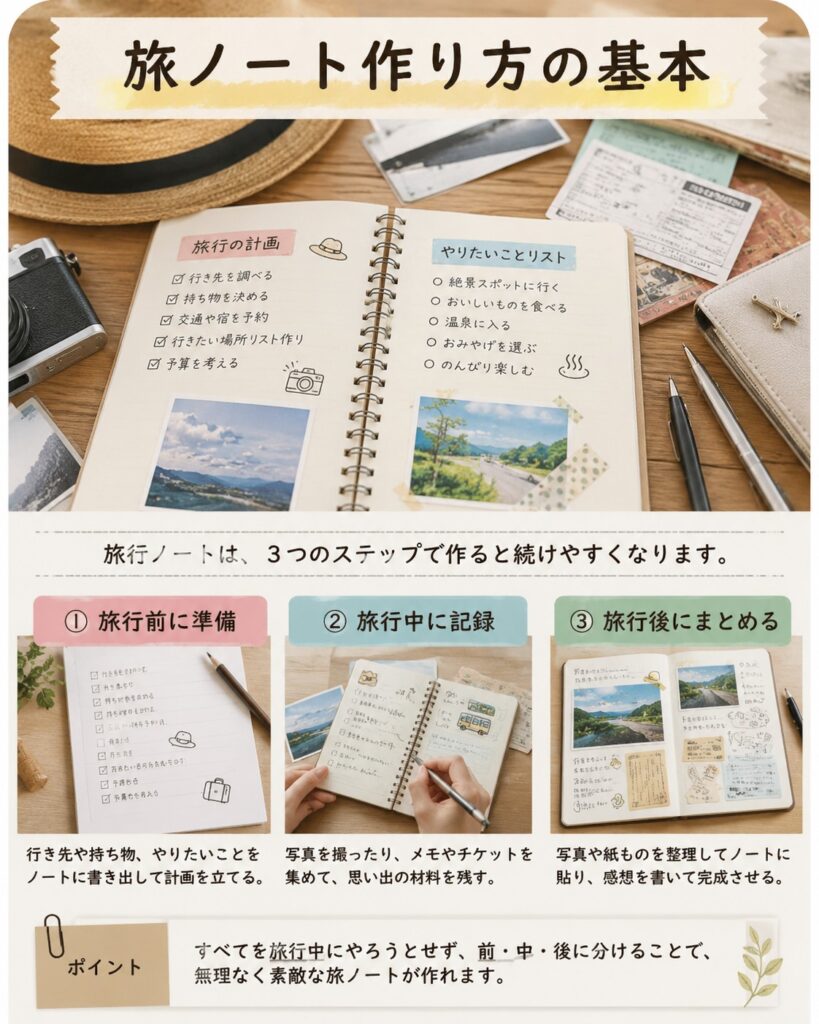 旅行記録ノートの作り方と初心者向け記入例をわかりやすく解説 | 東海カメラマップ- 旅のしたく