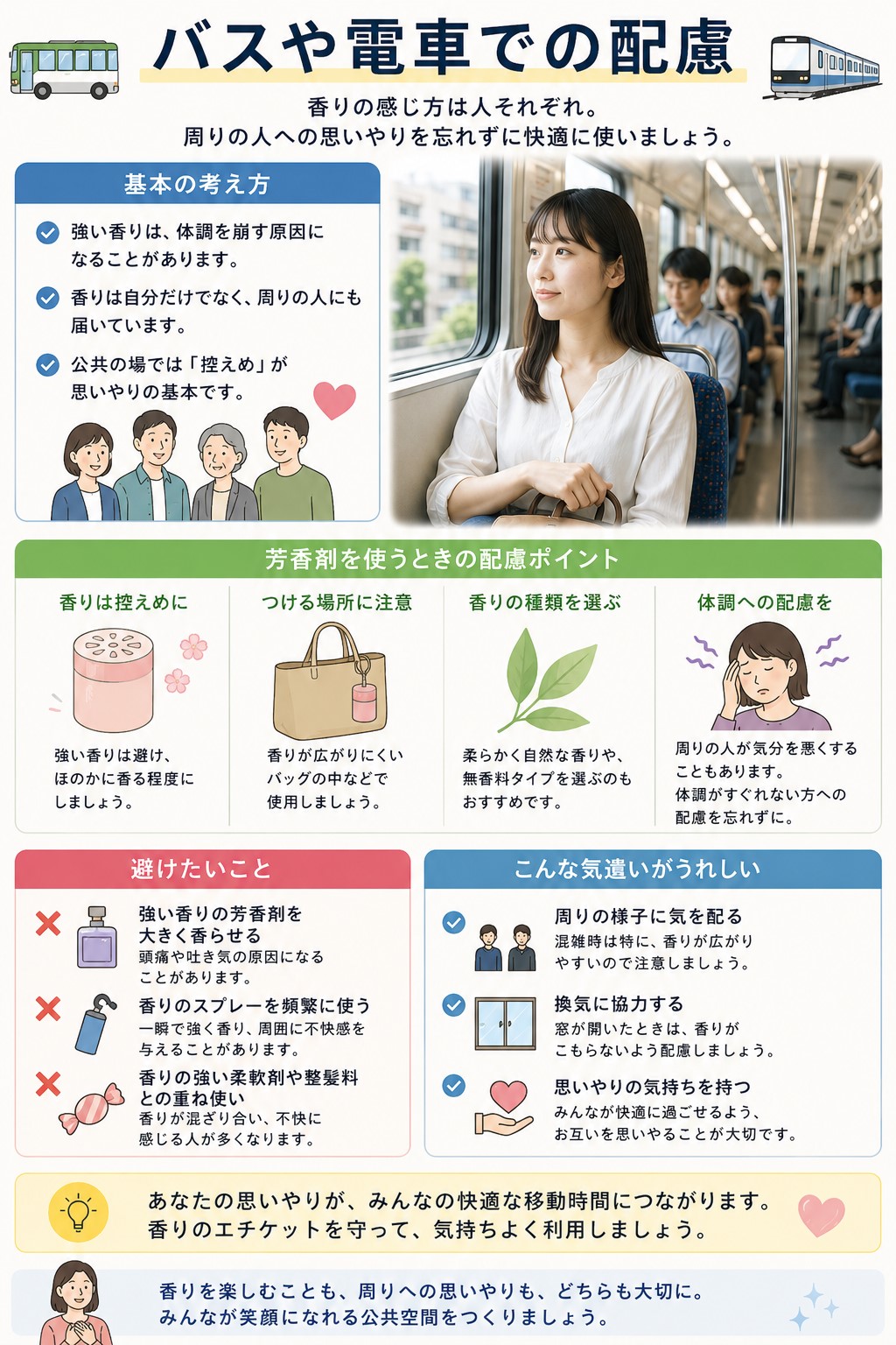 バスや電車での配慮
