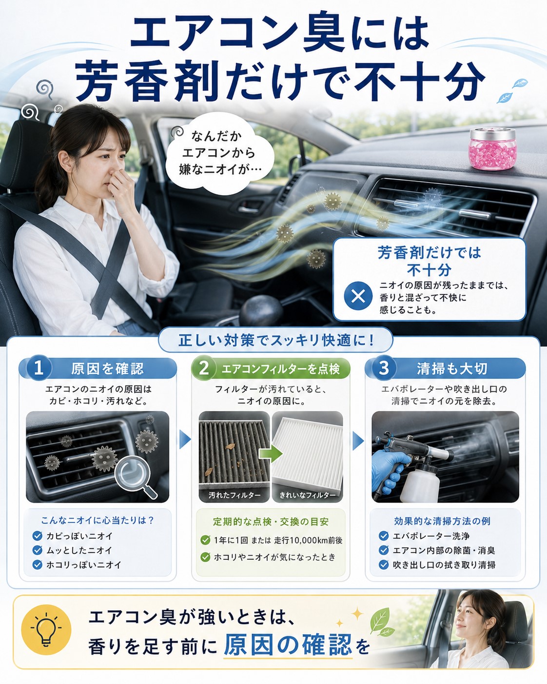 エアコン臭には芳香剤だけで不十分